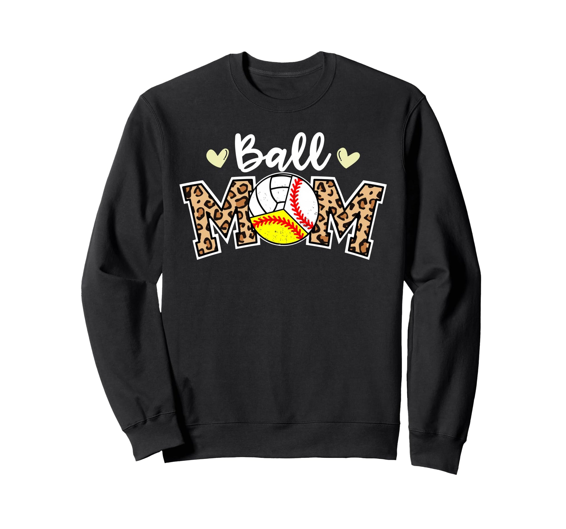 Ball Mom Leopard Baseball Softball Sweatshirt - Graphic Print for Adults - T-Shirt, Sweatshirt, Hoodie