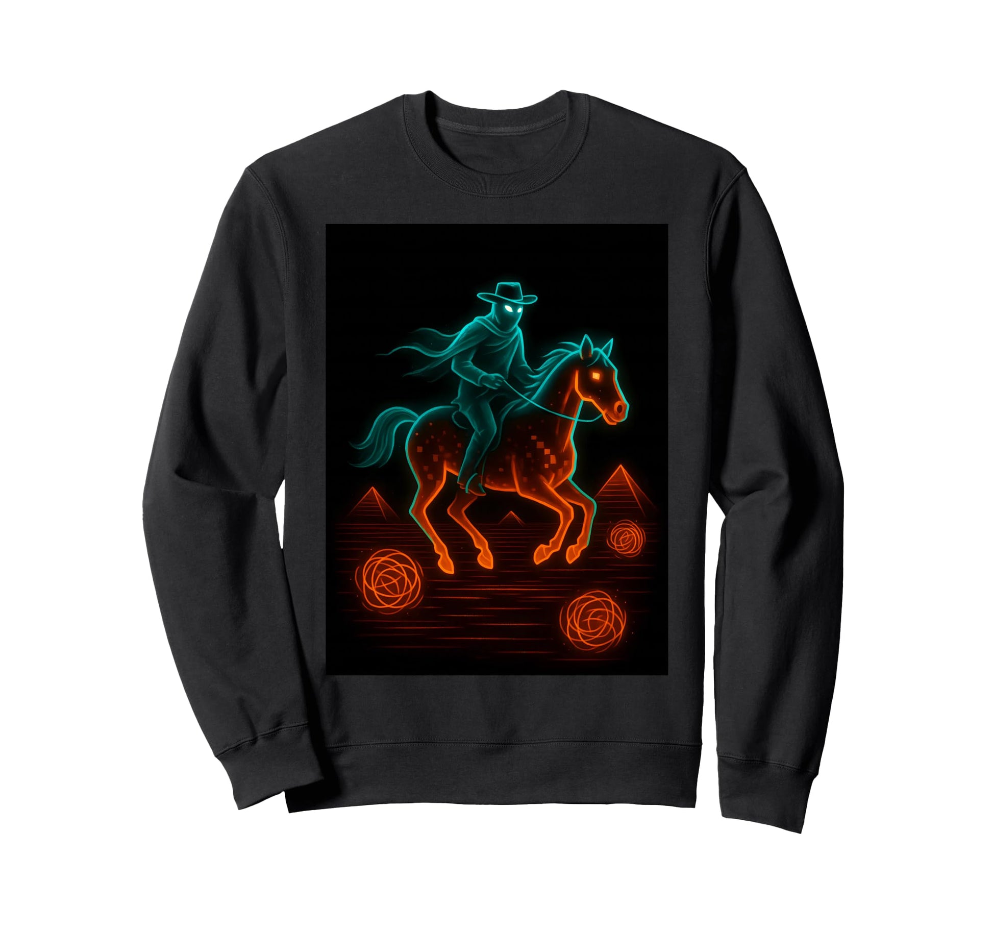 Vaporwave Cowboy Rider Horse Sweatshirt - Casual Everyday Wear Men Women - T-Shirt, Sweatshirt, Hoodie