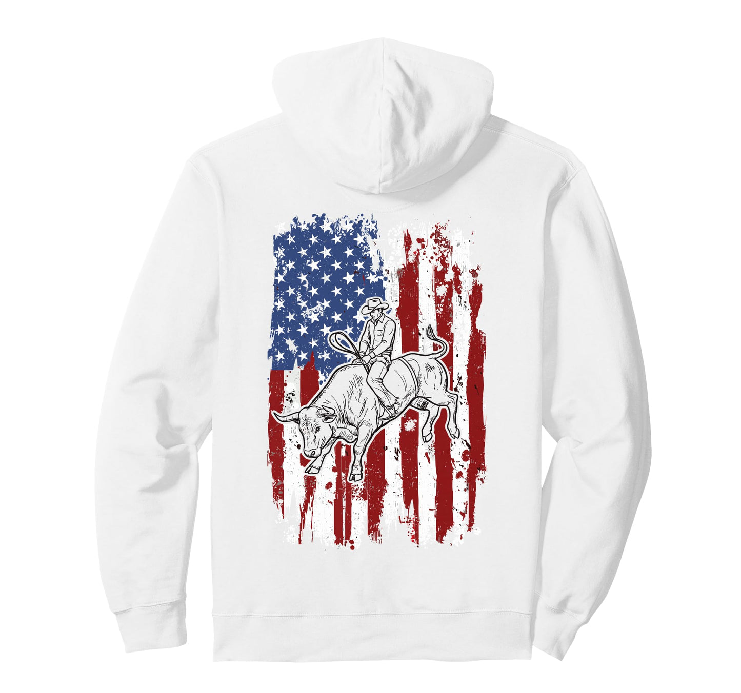Patriotic Rodeo Cowboy Western Country Hoodie - Unique Graphic for Adults - T-Shirt, Sweatshirt, Hoodie