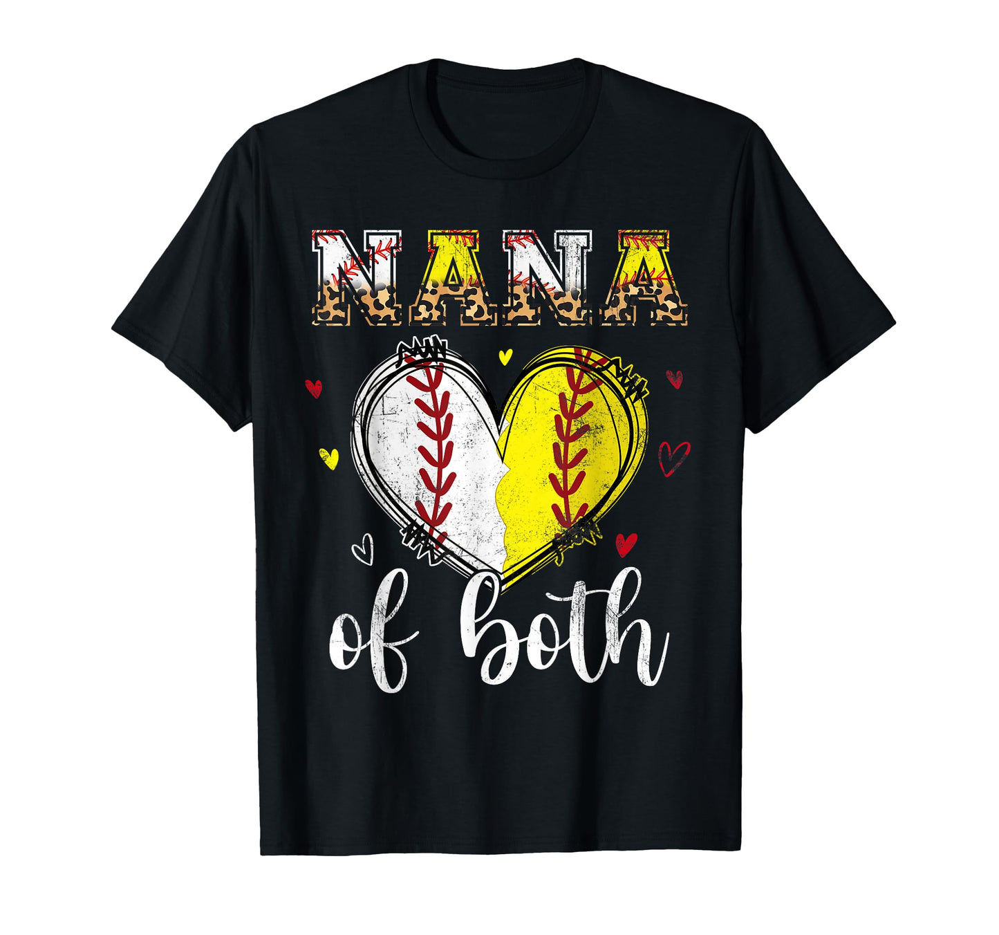 Nana Both Baseball Softball Heart T-Shirt - Custom Art Print for Adults - T-Shirt, Sweatshirt, Hoodie