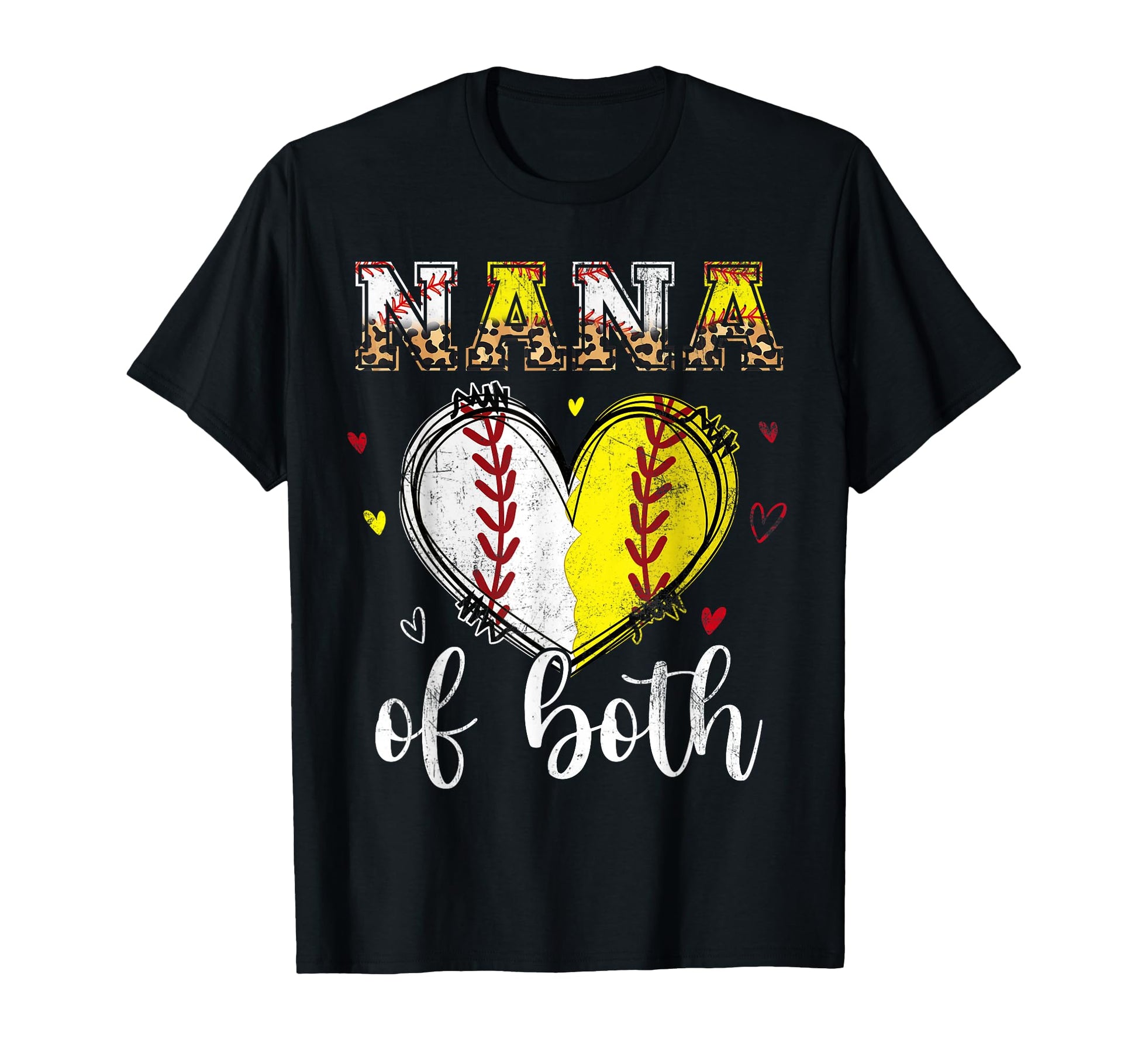 Nana Both Baseball Softball Heart T-Shirt - Custom Art Print for Adults - T-Shirt, Sweatshirt, Hoodie