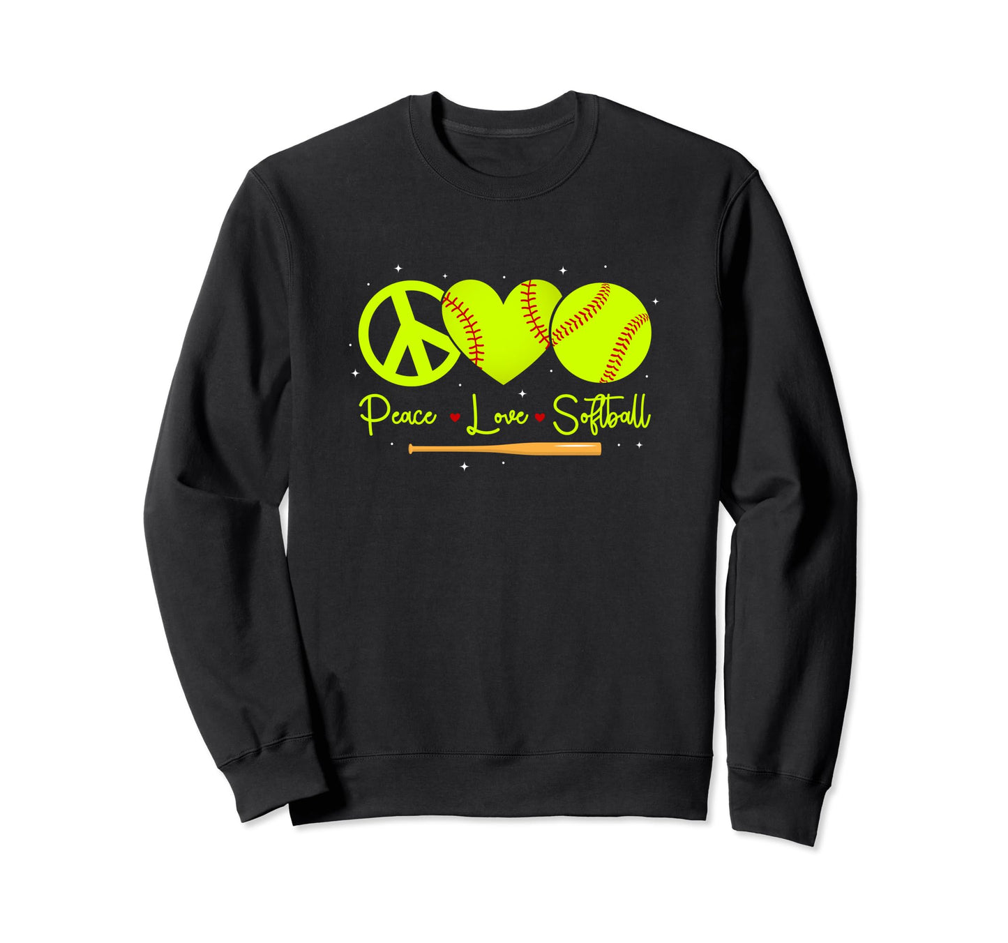 Peace Love Softball Baseball Team Sweatshirt - Streetwear Style Unisex - T-Shirt, Sweatshirt, Hoodie