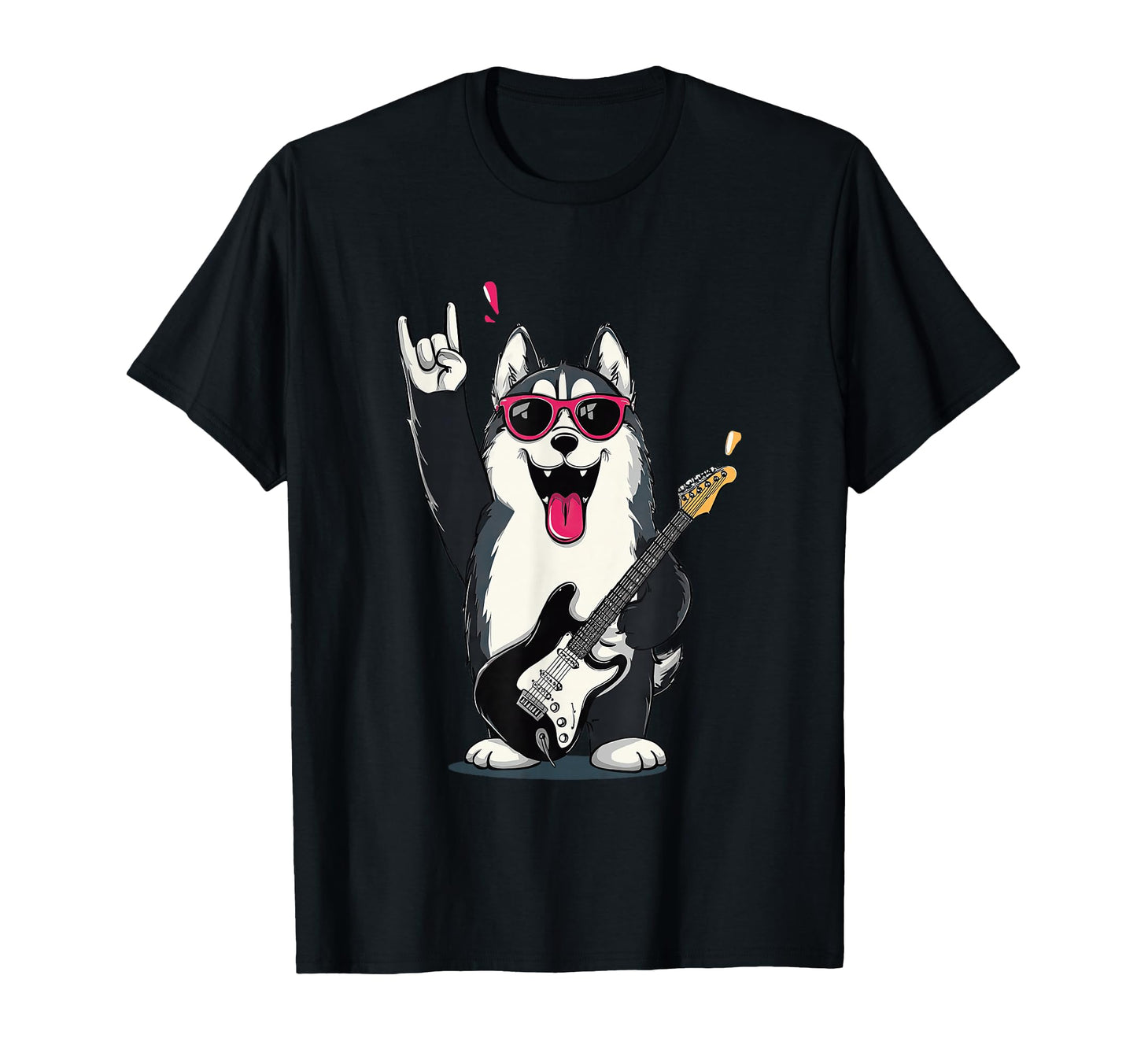Husky Dog Rock Music Guitar Player T-Shirt - Streetwear Style Men Women - T-Shirt, Sweatshirt, Hoodie