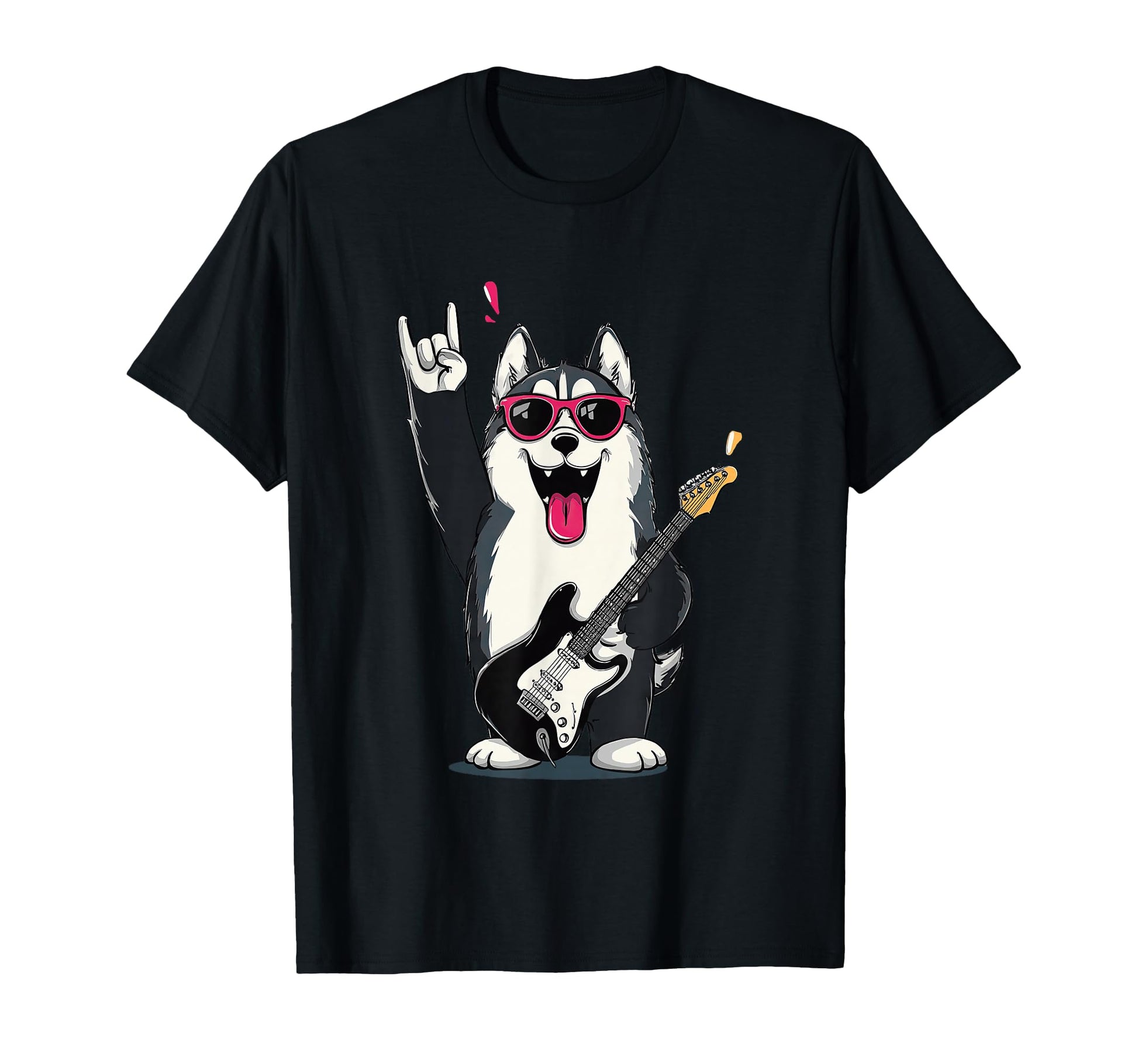 Husky Dog Rock Music Guitar Player T-Shirt - Streetwear Style Men Women - T-Shirt, Sweatshirt, Hoodie