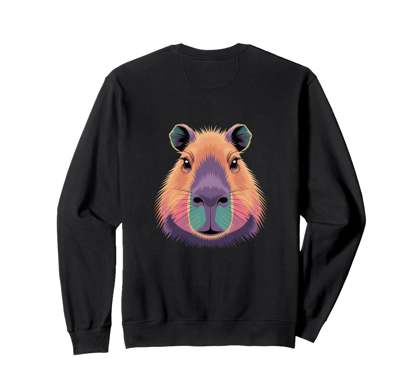Vibrant Colorful Capybara Face Sweatshirt - Streetwear Style Men Women - T-Shirt, Sweatshirt, Hoodie