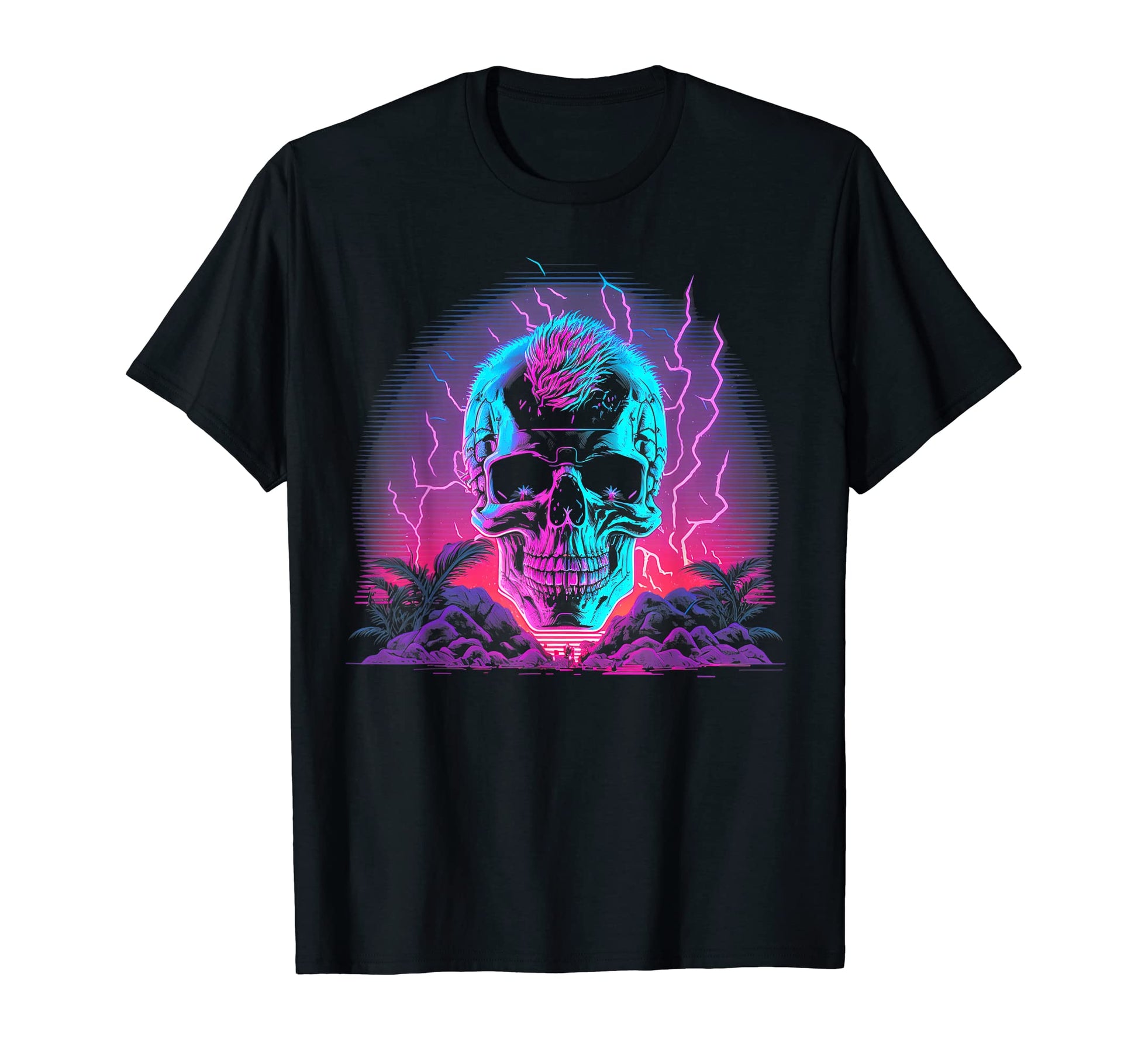 Skull Vaporwave Retrowave Aesthetic T-Shirt - Novelty Apparel Unisex - T-Shirt, Sweatshirt, Hoodie