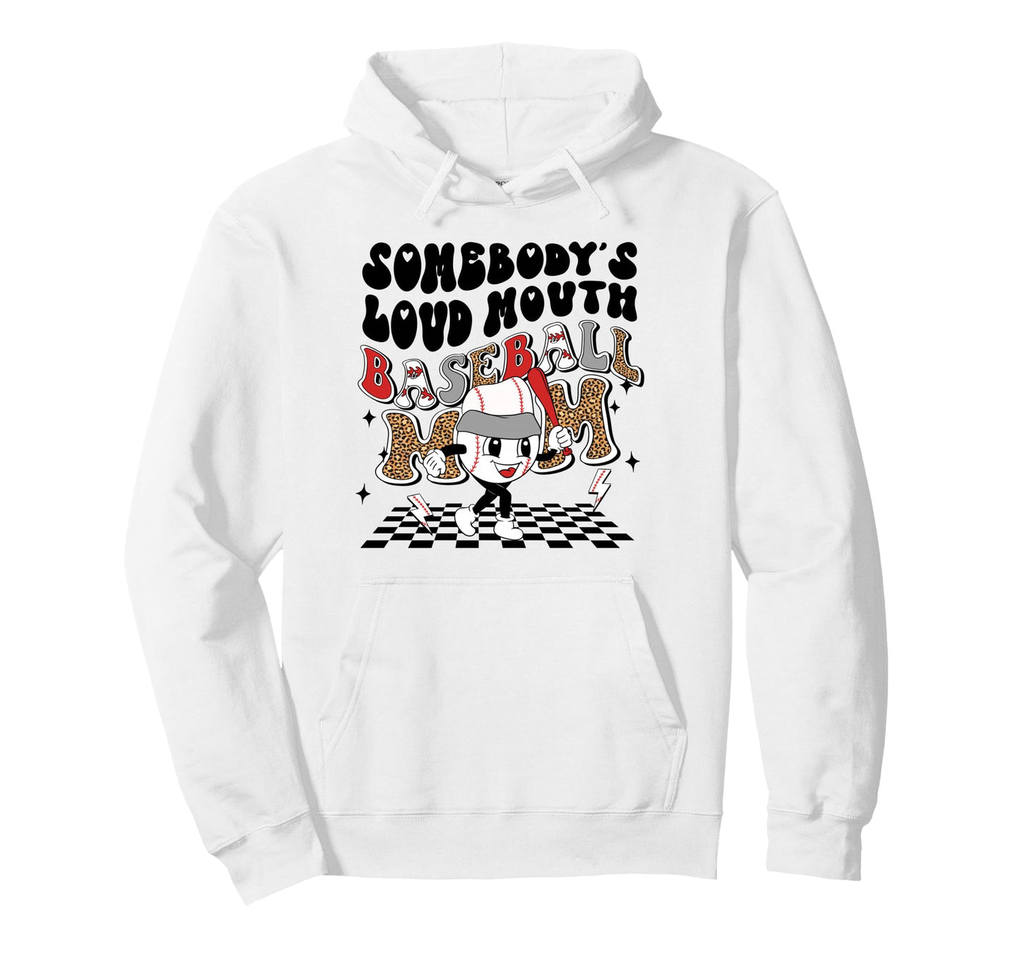 Baseball Mom Leopard Sports Hoodie - Unique Graphic Men Women - T-Shirt, Sweatshirt, Hoodie