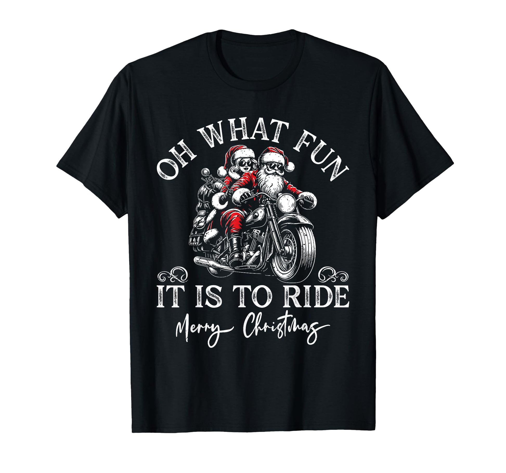 Santa Mrs Claus Motorcycle Ride T-Shirt - Streetwear Style Unisex - T-Shirt, Sweatshirt, Hoodie