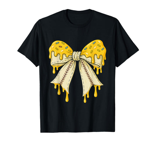 Baseball Bow Ice Cream Dripping T-Shirt - Novelty Apparel for Adults - T-Shirt, Sweatshirt, Hoodie