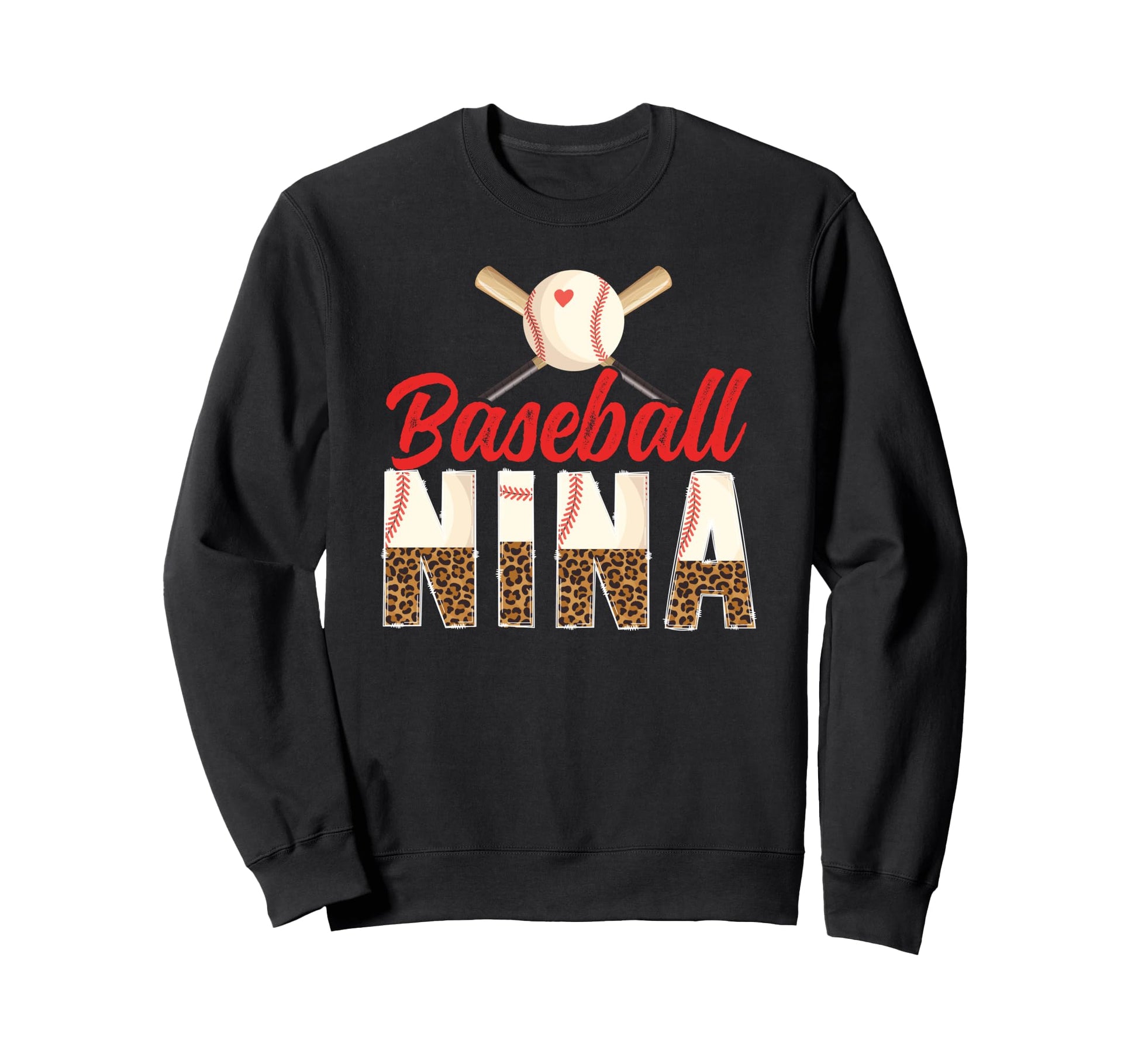 Baseball Nina Leopard Nina Sweatshirt - Fun Novelty Design for Adults - T-Shirt, Sweatshirt, Hoodie
