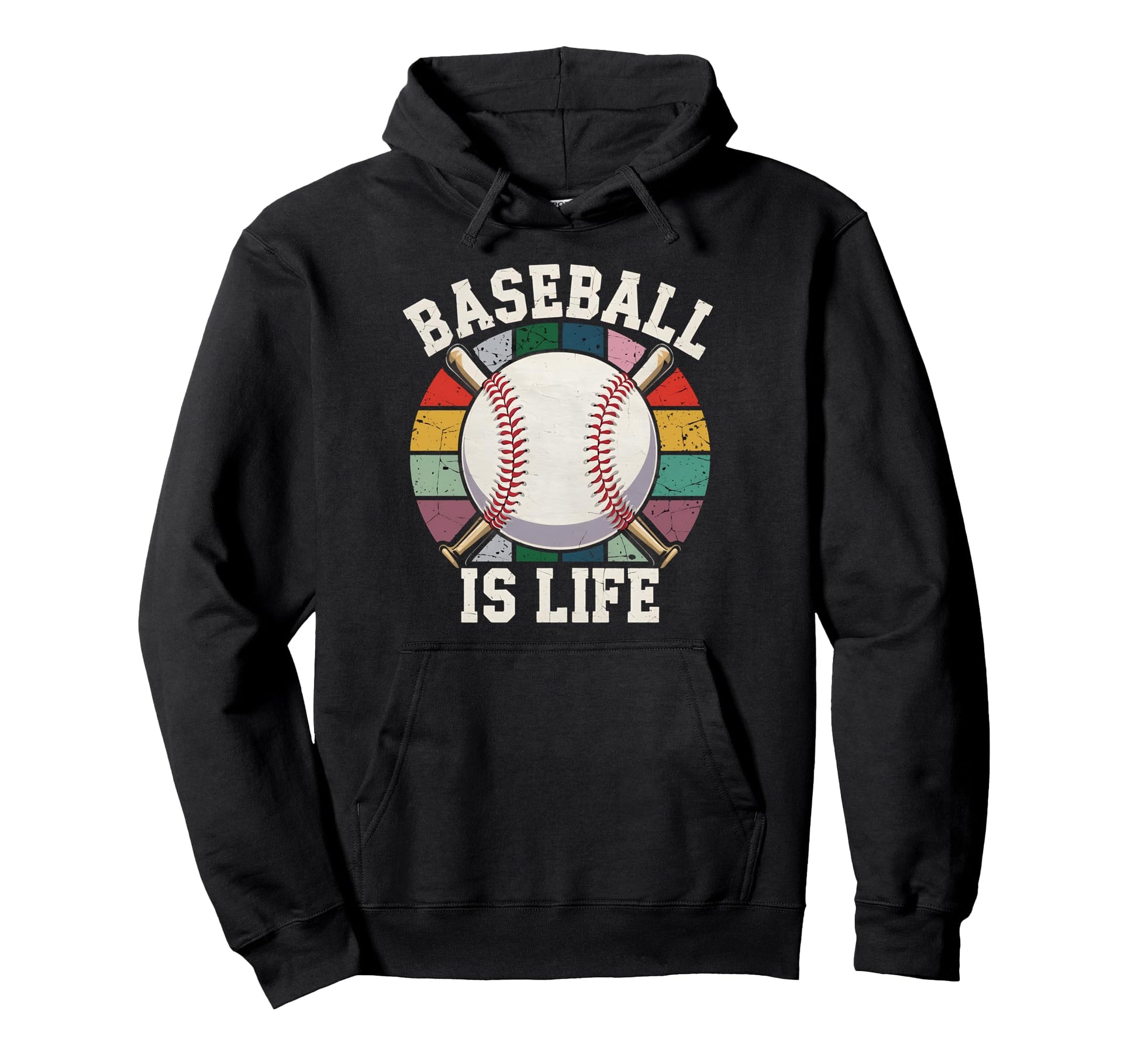 Baseball Is Life Distressed Sports Fan Hoodie - Minimalist Print Unisex - T-Shirt, Sweatshirt, Hoodie