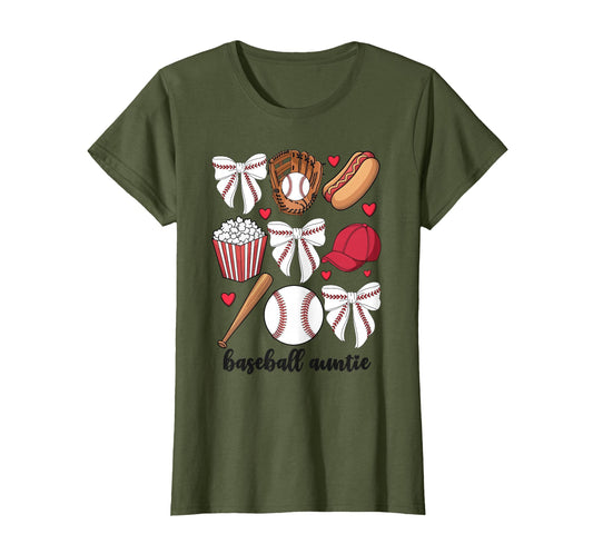 Baseball Auntie Coquette Bow Nephew T-Shirt - Trendy Graphic Men Women - T-Shirt, Sweatshirt, Hoodie