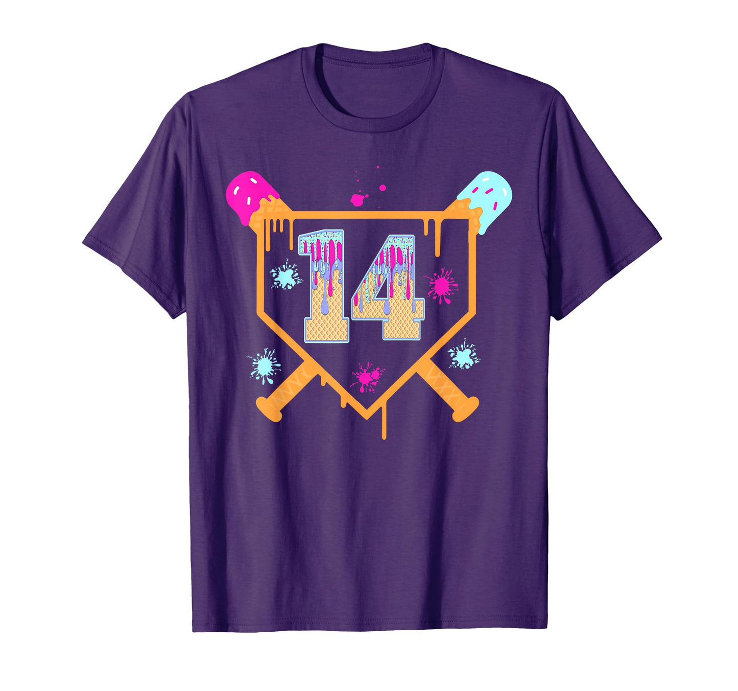 14H Birthday Baseball Drip 14 Year Old T-Shirt - Custom Art Print Unisex - T-Shirt, Sweatshirt, Hoodie