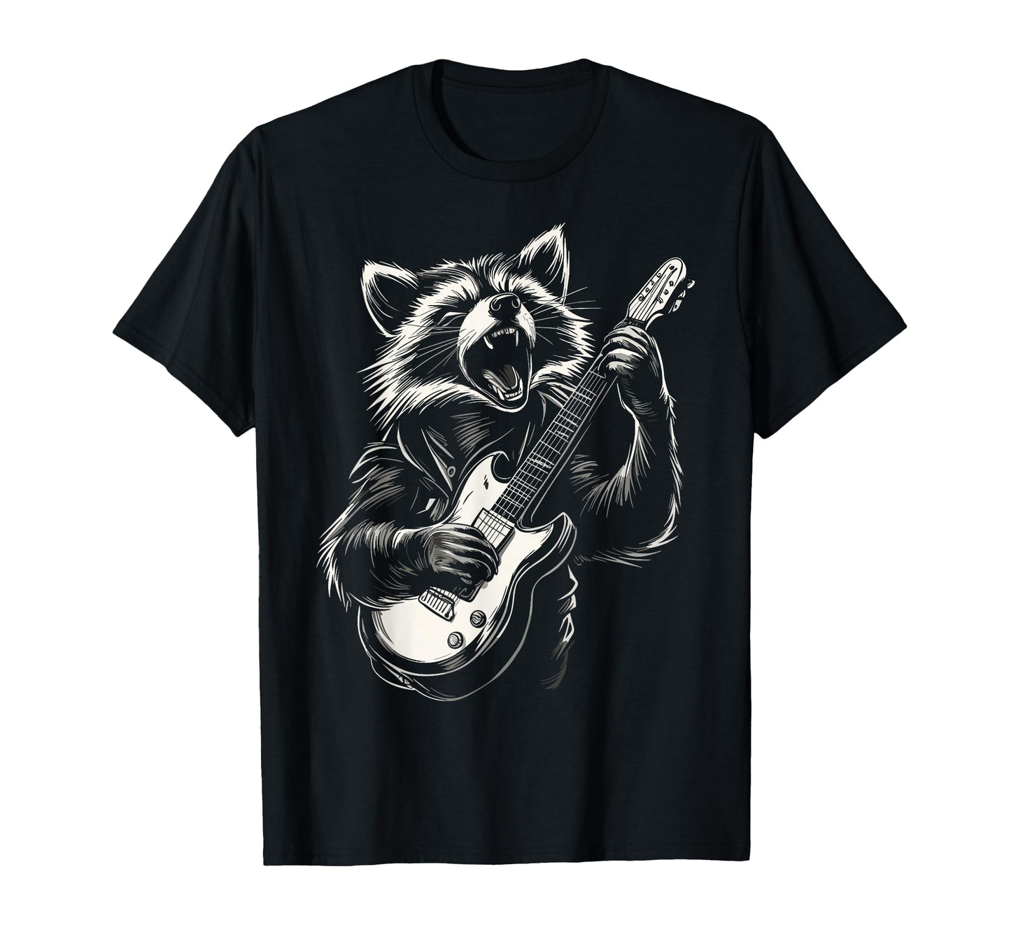 Funny Raccoon Playing Guitar Heavy Metal T-Shirt - Novelty Apparel Unisex - T-Shirt, Sweatshirt, Hoodie
