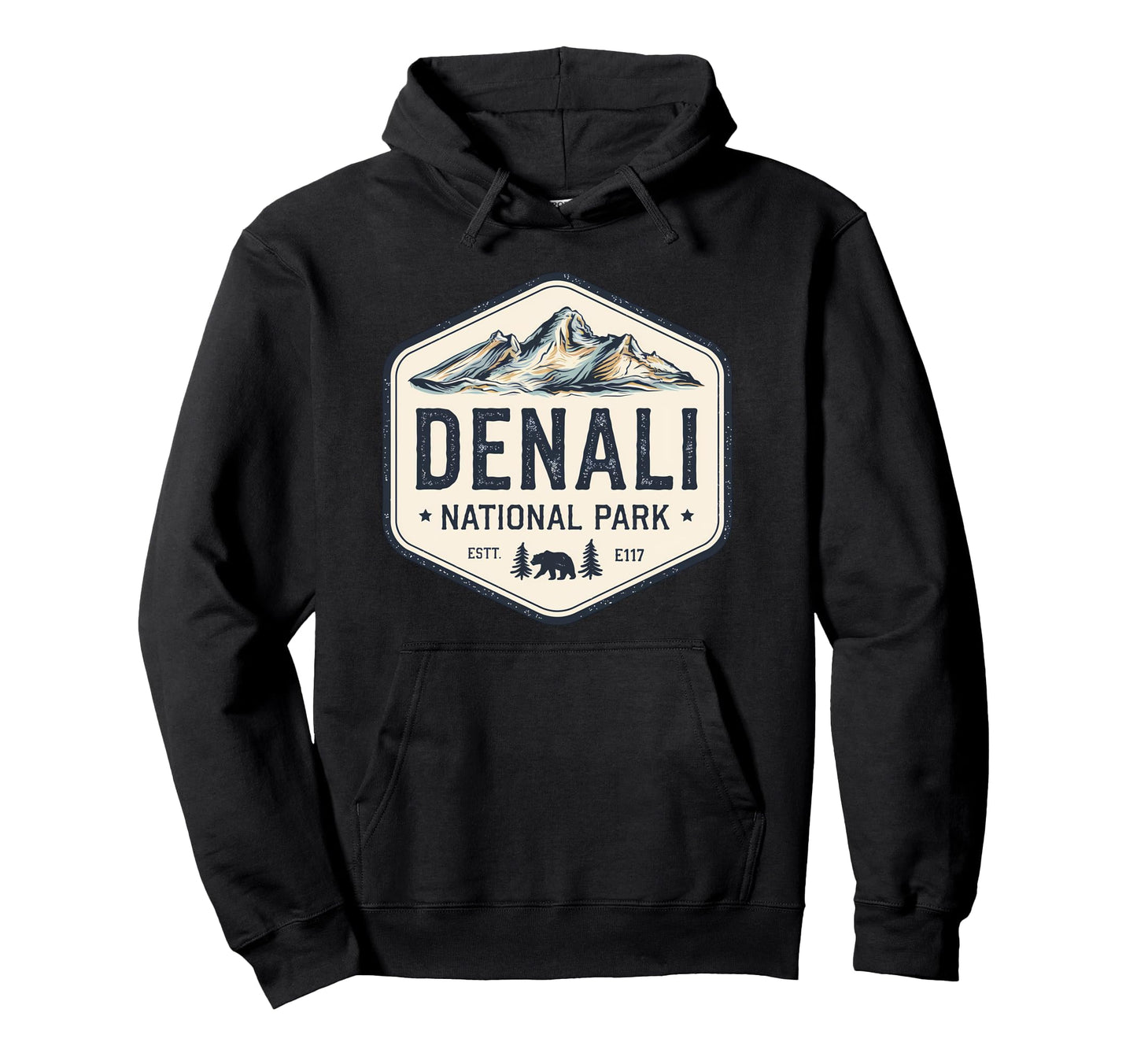 Denali Est 1917 Alaska National Park Hoodie - Custom Art Print for Adults - T-Shirt, Sweatshirt, Hoodie