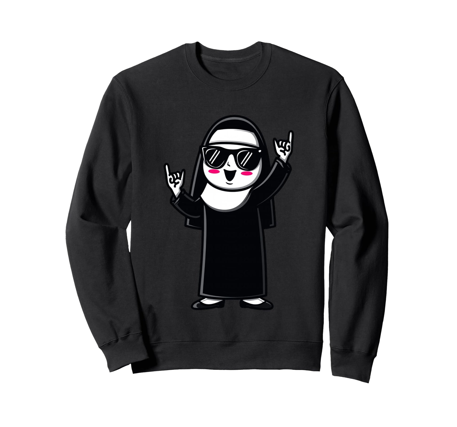 Nun Sunglasses Rock Hand Signs Funny Sweatshirt - Custom Art Print Unisex - T-Shirt, Sweatshirt, Hoodie