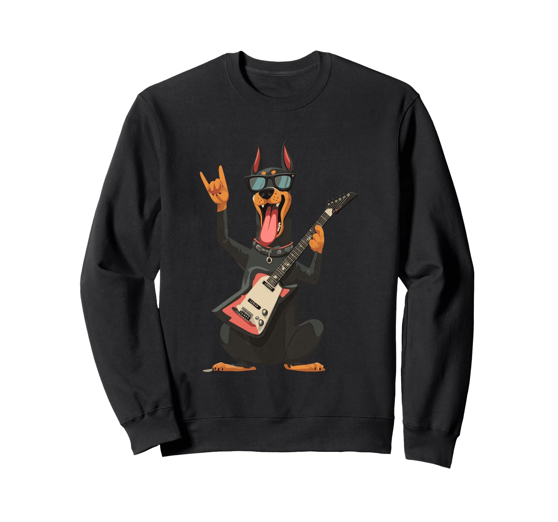 Funny Rock Dog Cartoon Guitar Sweatshirt - Novelty Apparel for Adults - T-Shirt, Sweatshirt, Hoodie