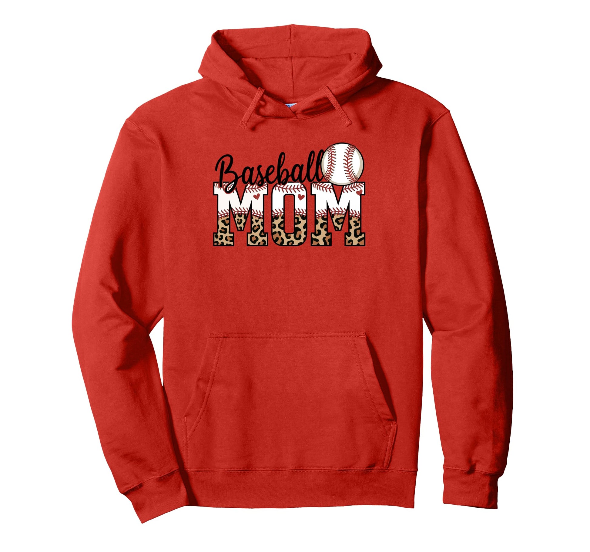 Baseball Mom Leopard Heart And Ball Mama Hoodie - Trendy Graphic Men Women - T-Shirt, Sweatshirt, Hoodie