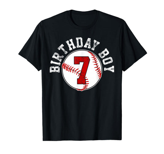 Baseball 7Th Birthday Party 7 Years Old T-Shirt - Custom Art Print Unisex - T-Shirt, Sweatshirt, Hoodie