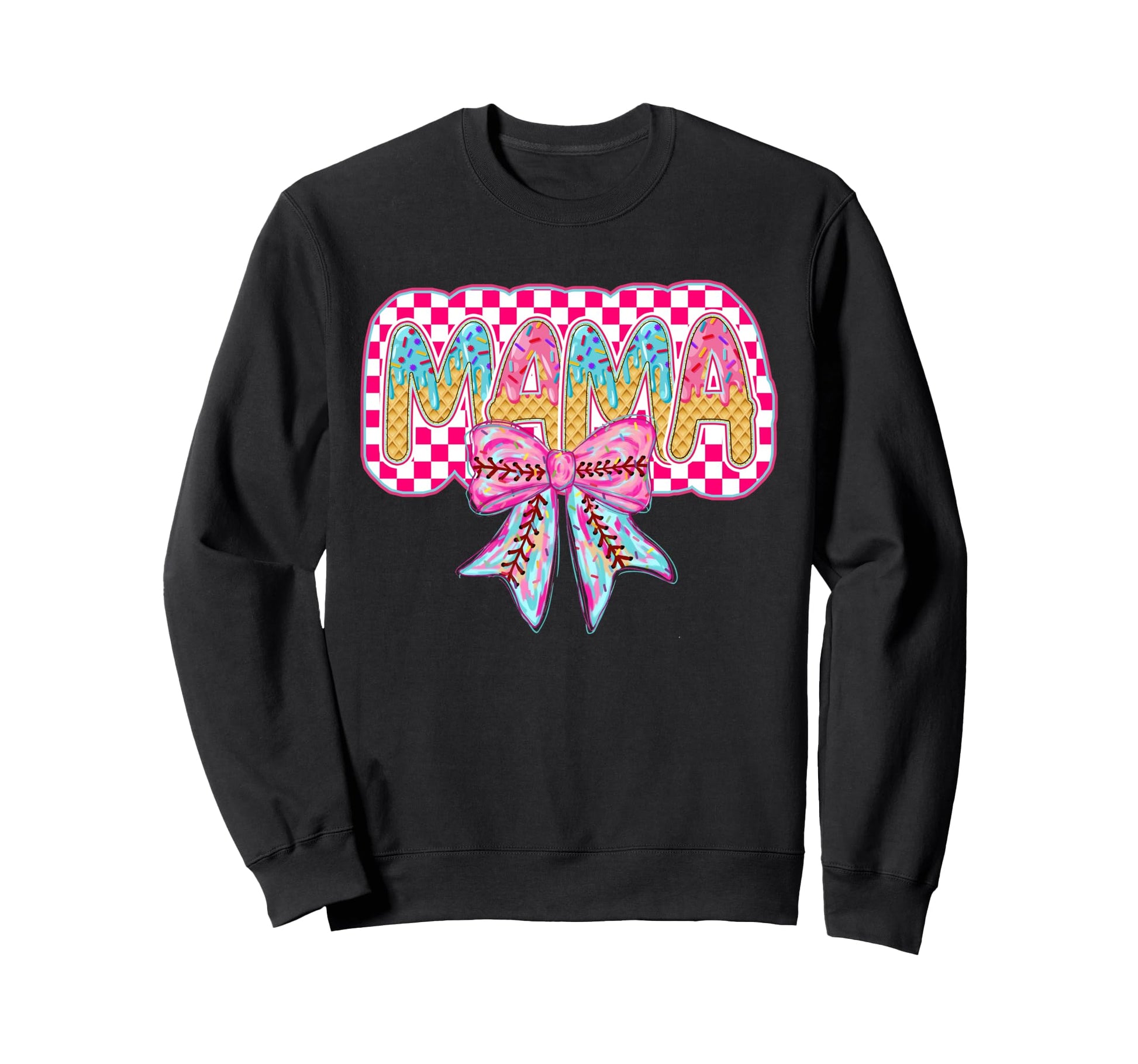 Checkered Baseball Ice Cream Drip Sweatshirt - Custom Art Print for Adults - T-Shirt, Sweatshirt, Hoodie