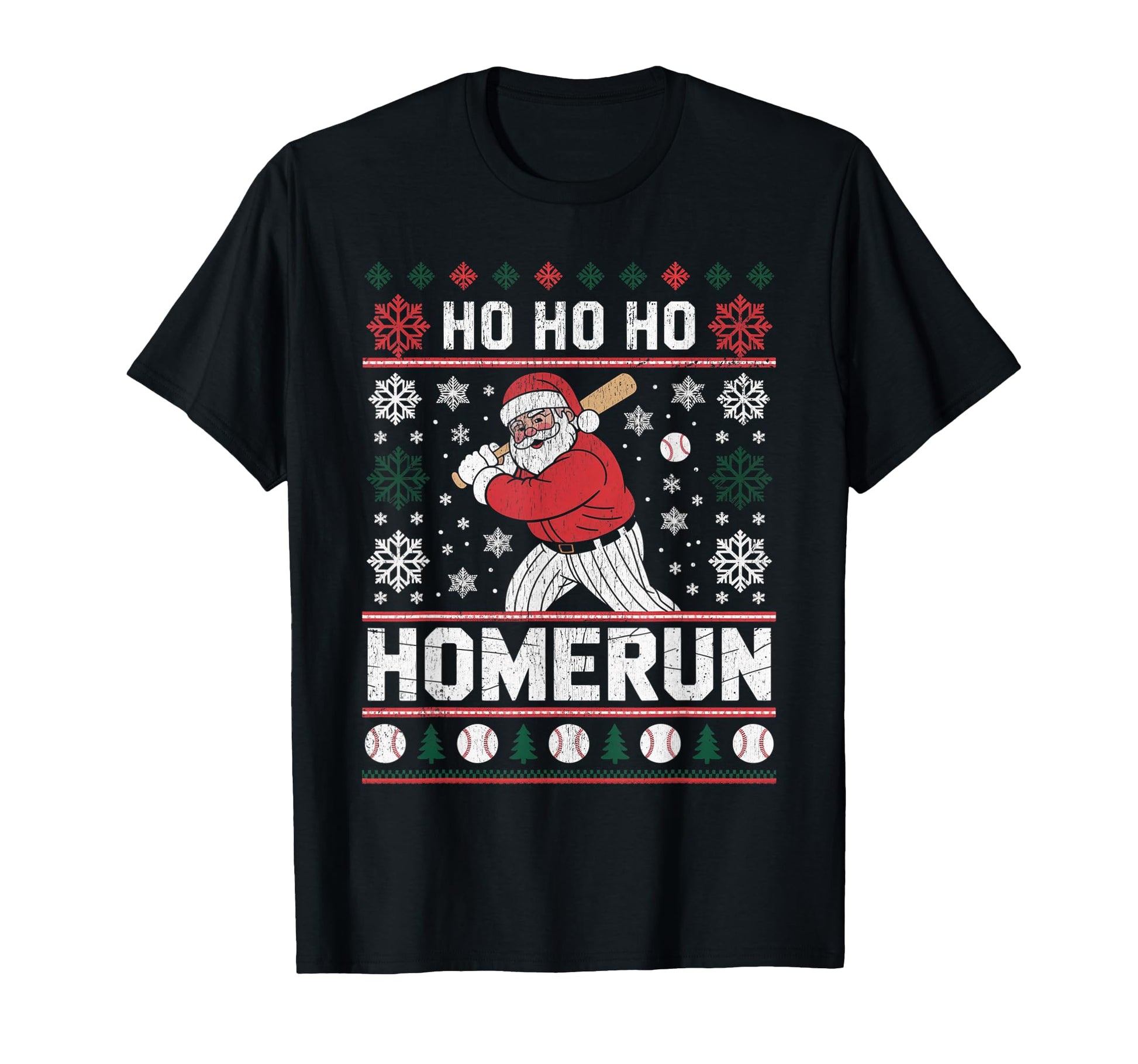 Ho Ho Home Run Funny Baseball Lover T-Shirt - Fun Novelty Design Men Women - T-Shirt, Sweatshirt, Hoodie