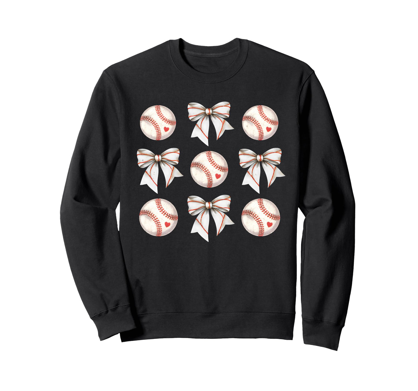 Baseball Sister Mom Coquette Bow Sweatshirt - Casual Everyday Wear Unisex - T-Shirt, Sweatshirt, Hoodie