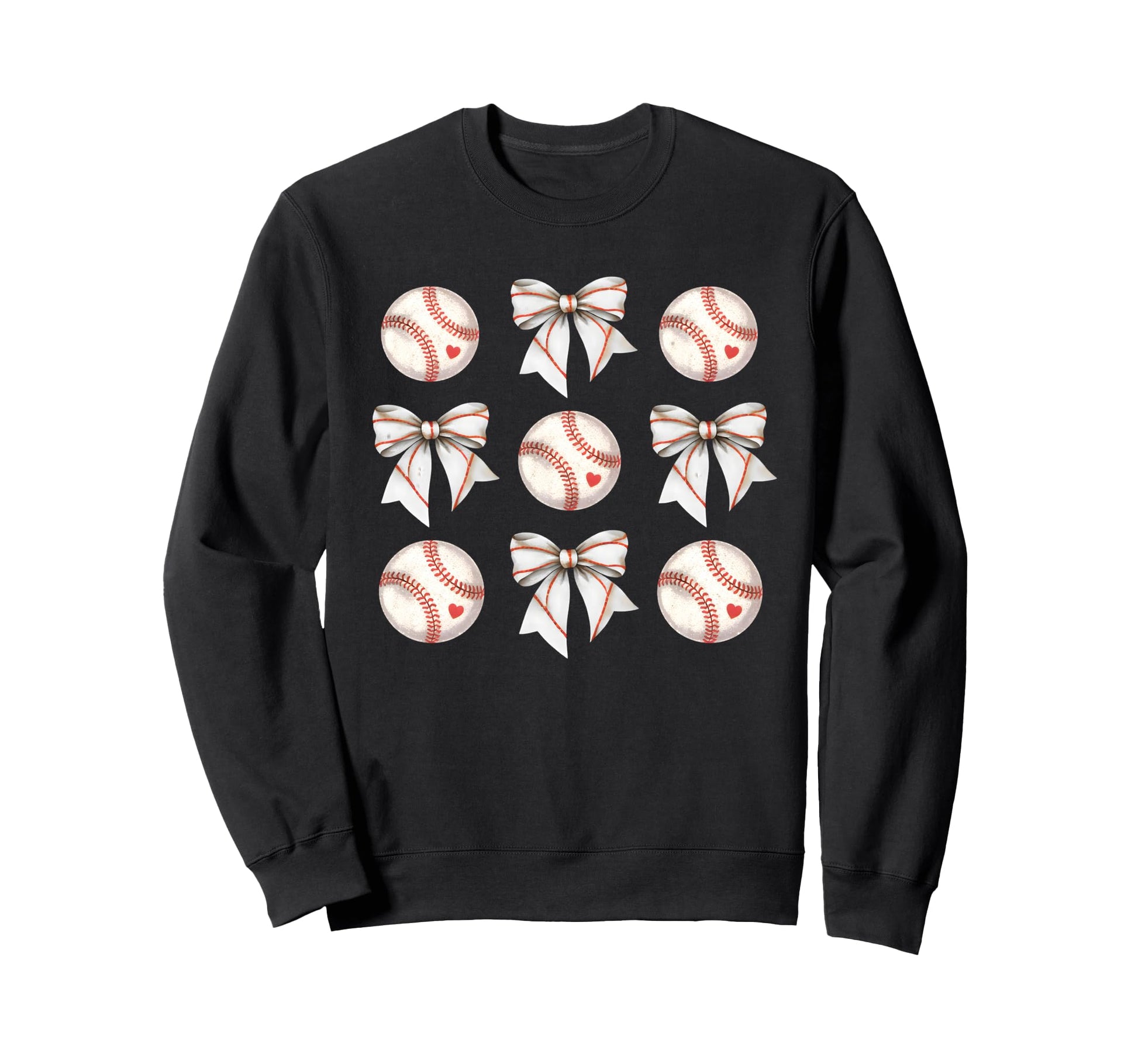 Baseball Sister Mom Coquette Bow Sweatshirt - Casual Everyday Wear Unisex - T-Shirt, Sweatshirt, Hoodie