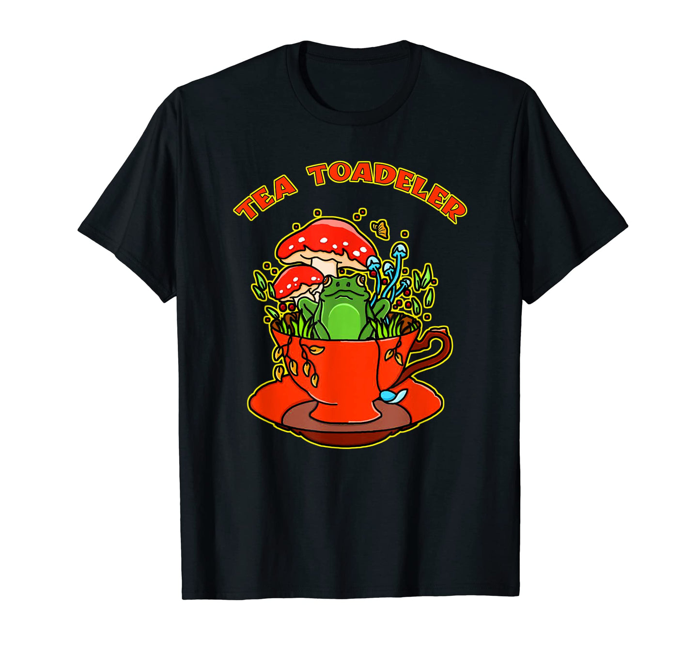 Poison Dart Frogs Cartoon Tea Cup Mushroom T-Shirt - Graphic Print Unisex - T-Shirt, Sweatshirt, Hoodie
