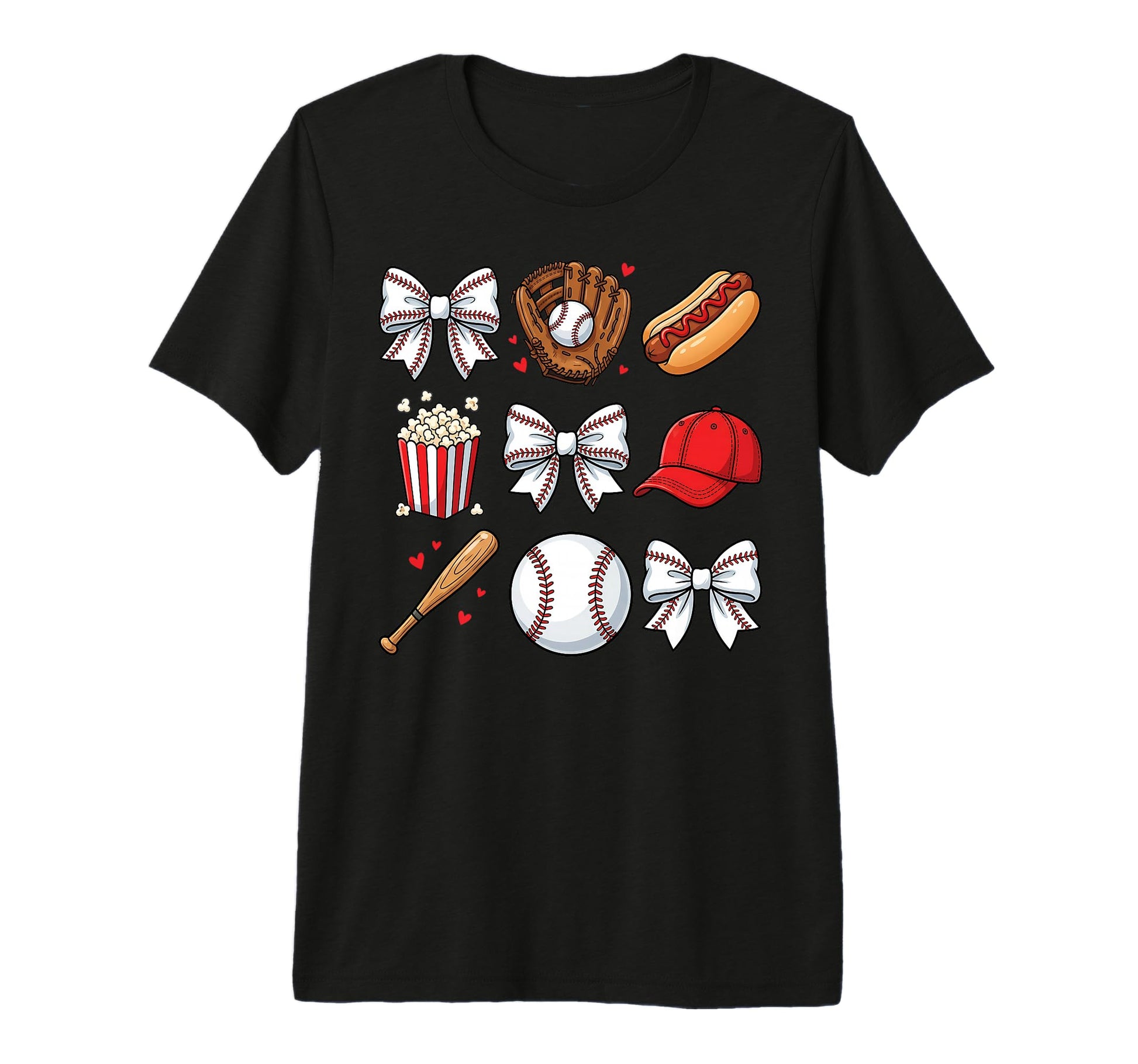 Baseball Coquette Bow Baseball Cheer T-Shirt - Minimalist Print Men Women - T-Shirt, Sweatshirt, Hoodie