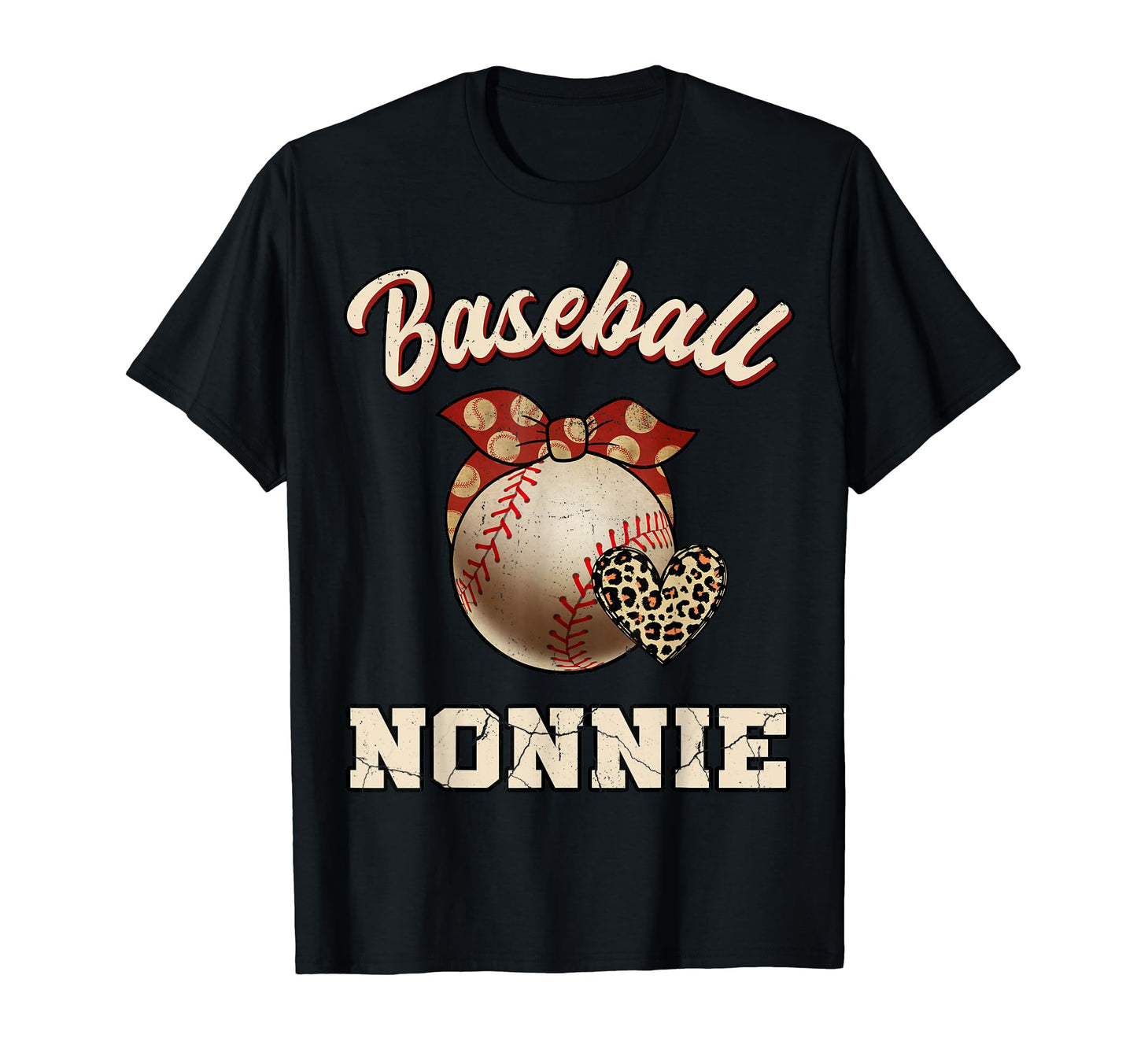 Baseball Nonnie Bandana Leopard Heart T-Shirt - Novelty Apparel for Adults - T-Shirt, Sweatshirt, Hoodie