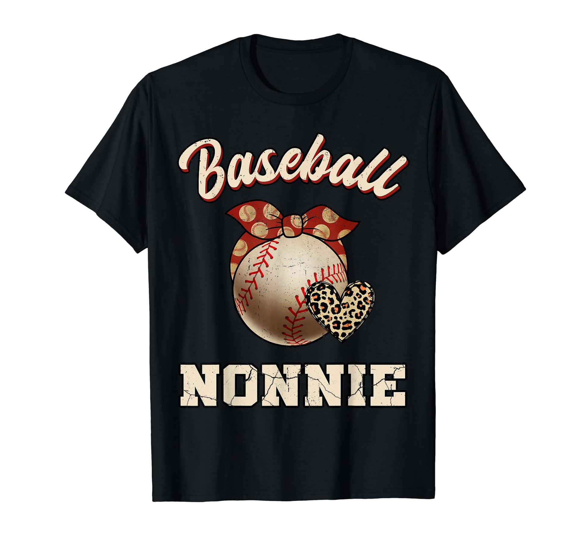 Baseball Nonnie Bandana Leopard Heart T-Shirt - Novelty Apparel for Adults - T-Shirt, Sweatshirt, Hoodie