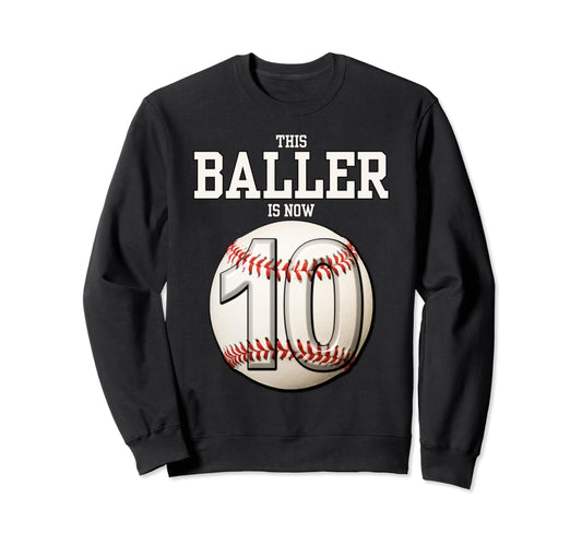 10 Years Old Baseball Themed 10Th Sweatshirt - Fun Novelty Design Unisex - T-Shirt, Sweatshirt, Hoodie
