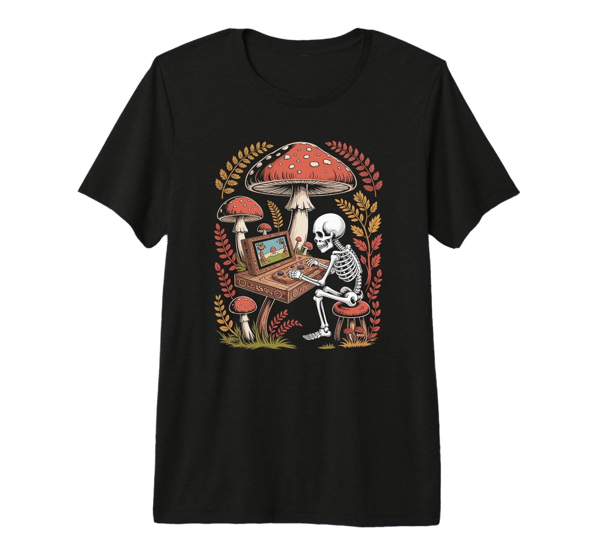 Goblincore Skeleton Gamer Playing T-Shirt - Casual Everyday Wear Men Women - T-Shirt, Sweatshirt, Hoodie