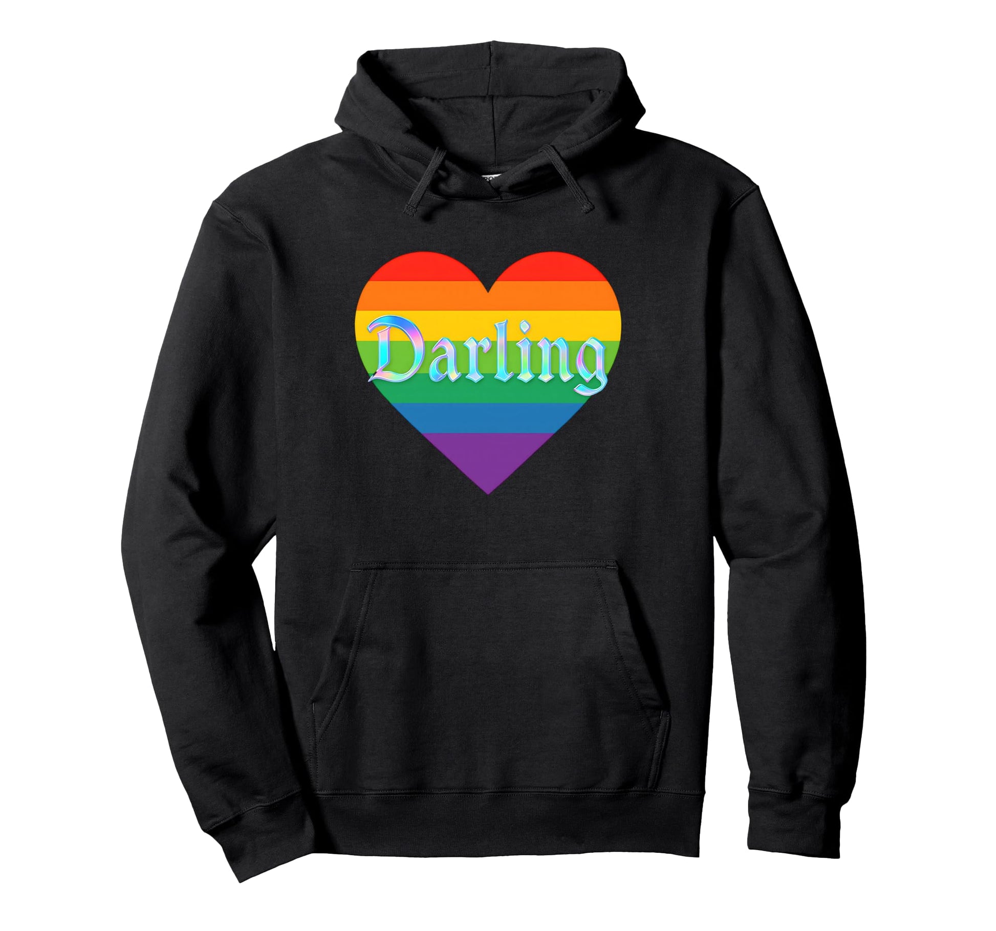 Darling Rainbow Heart Typography Hoodie - Casual Everyday Wear Unisex - T-Shirt, Sweatshirt, Hoodie