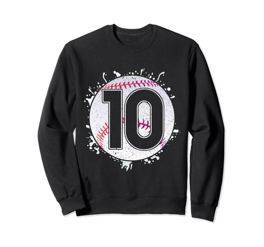 Baseball Birthday 10Th Birthday Sweatshirt - Minimalist Print for Adults - T-Shirt, Sweatshirt, Hoodie