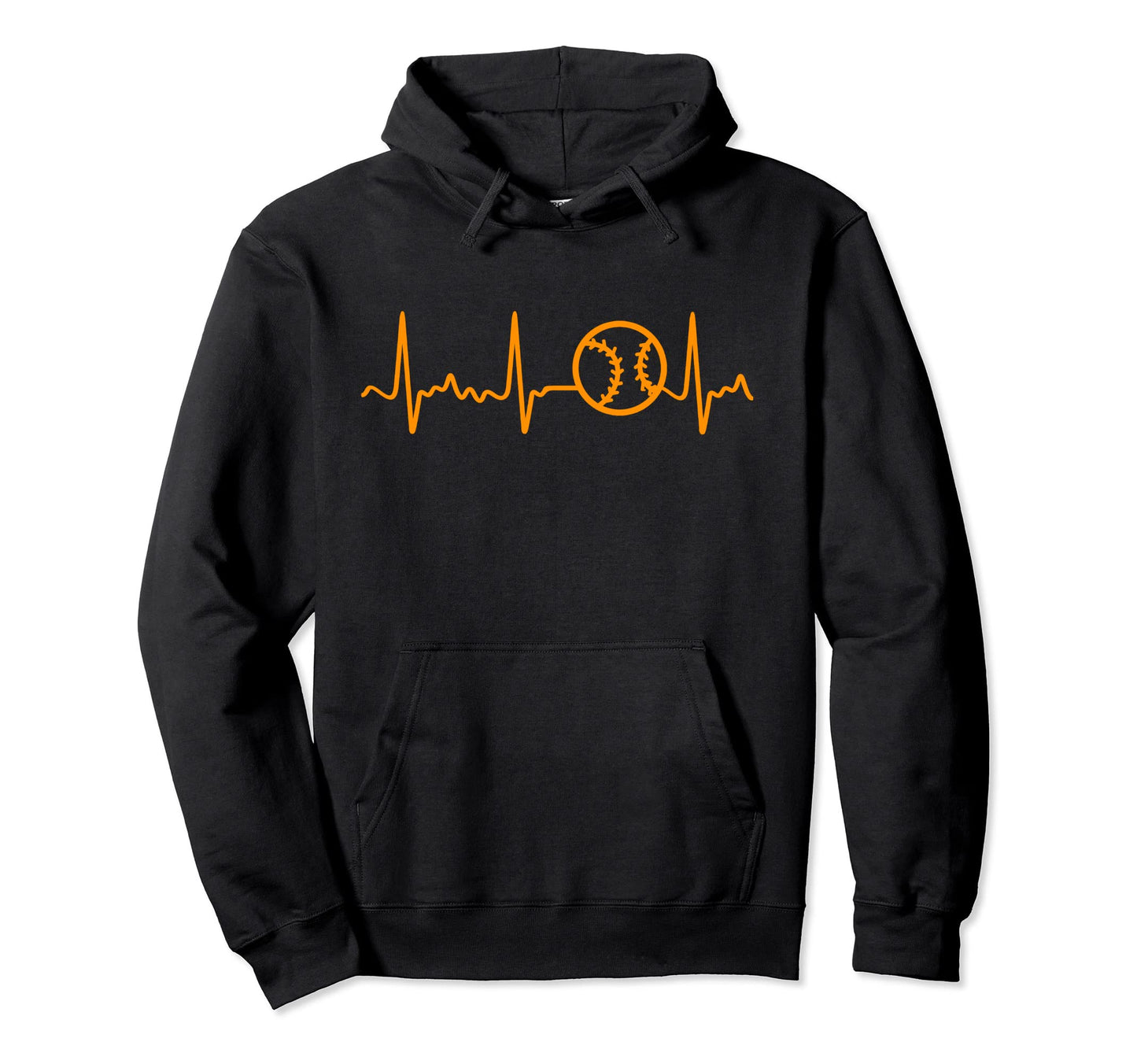 Orange Baseball Heartbeat Orange Hoodie - Casual Everyday Wear for Adults - T-Shirt, Sweatshirt, Hoodie
