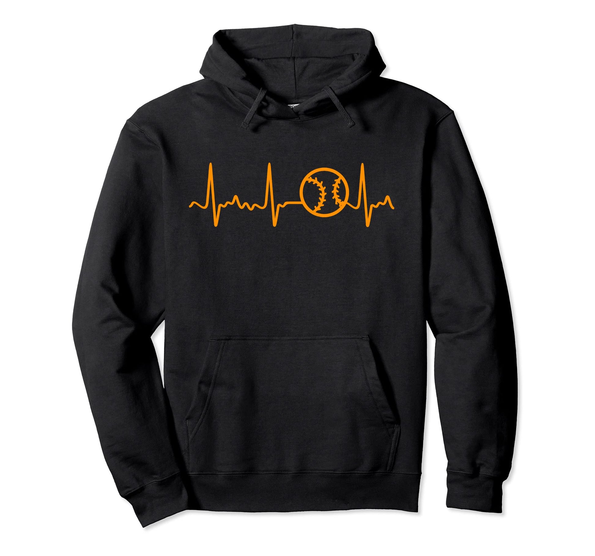Orange Baseball Heartbeat Orange Hoodie - Casual Everyday Wear for Adults - T-Shirt, Sweatshirt, Hoodie