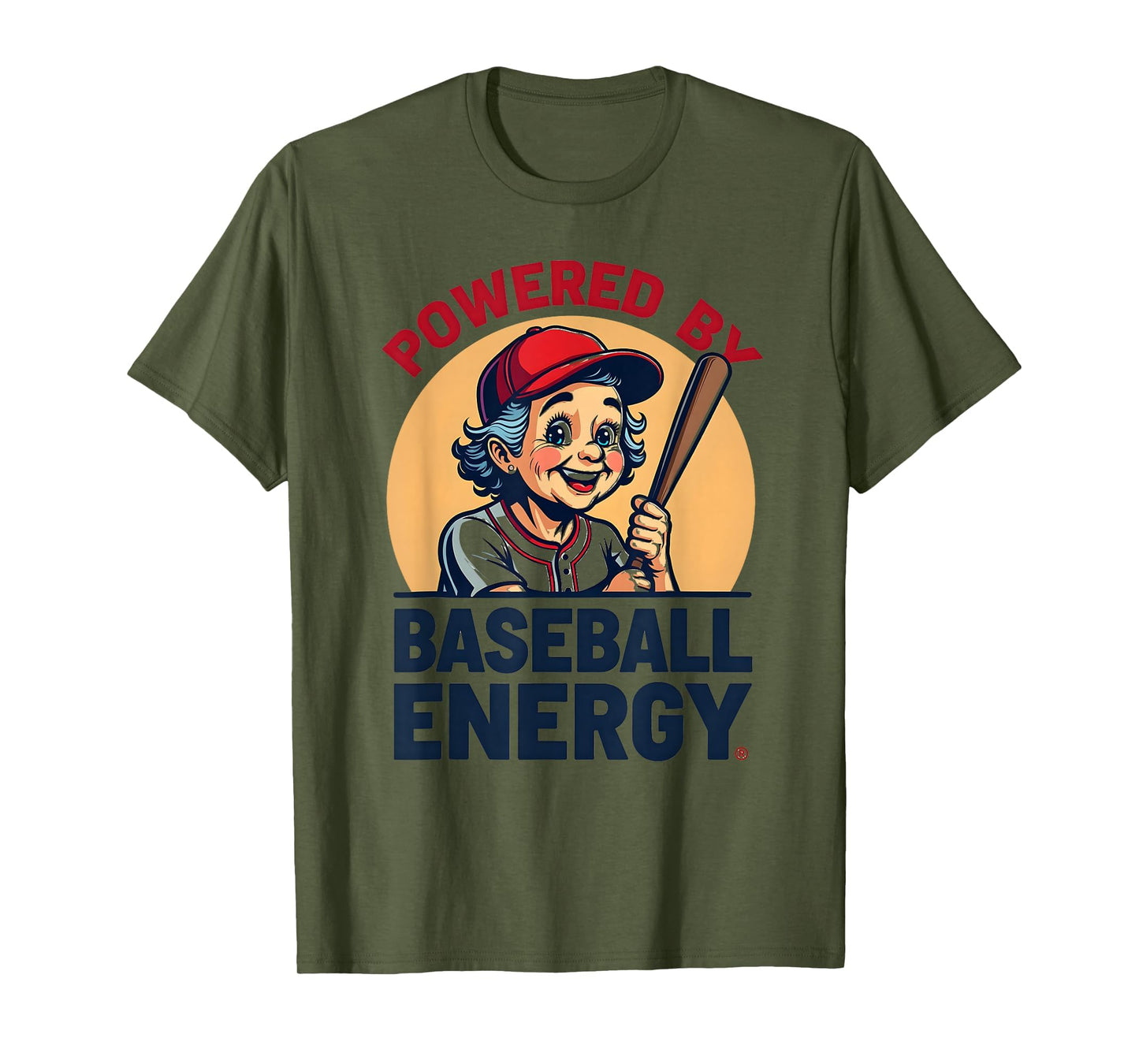 Powered Baseball Energy Grandma T-Shirt - Novelty Apparel for Adults - T-Shirt, Sweatshirt, Hoodie