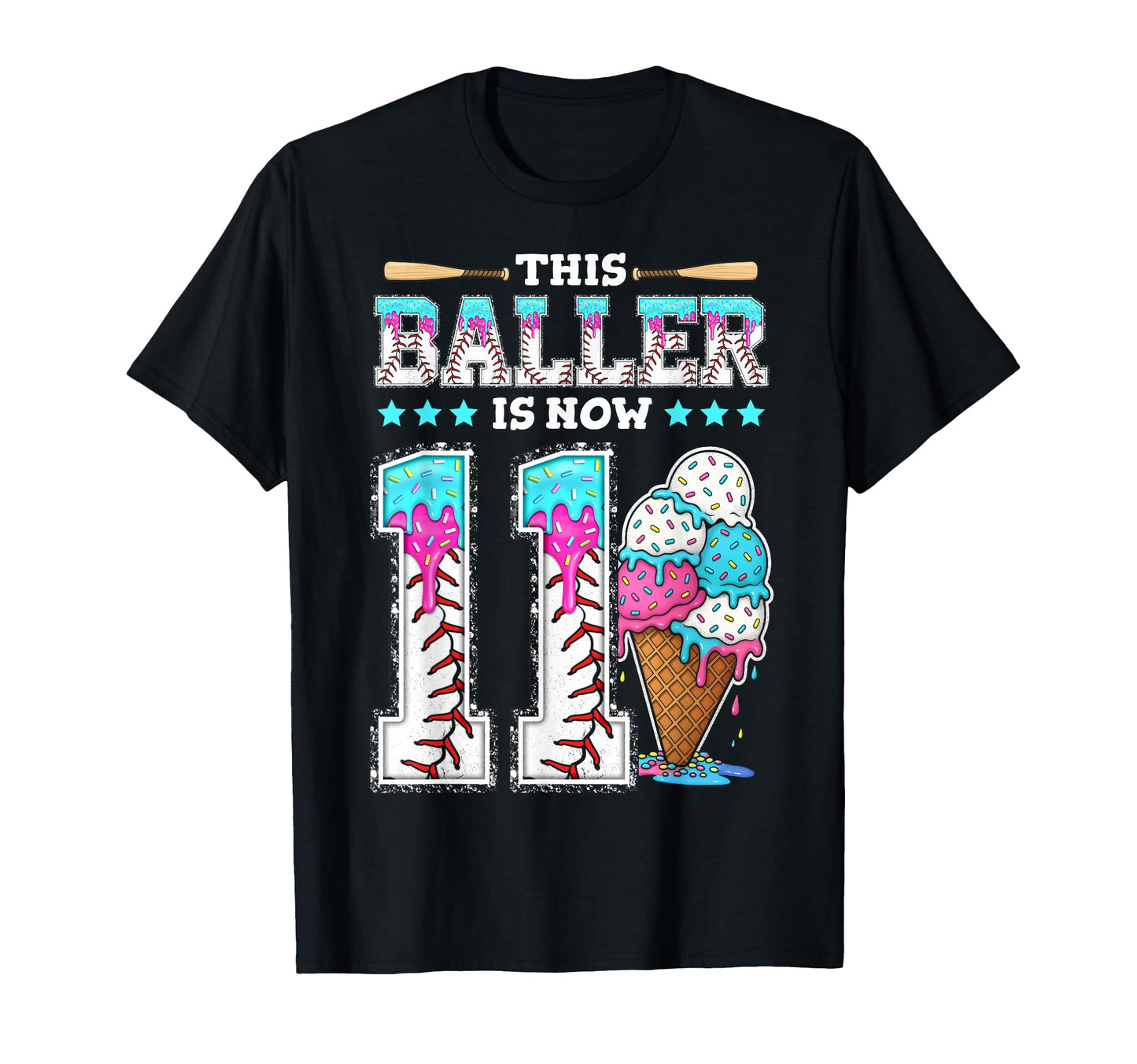 Baller Is Now 11 Year Ice Cream Drip T-Shirt - Custom Art Print Unisex - T-Shirt, Sweatshirt, Hoodie