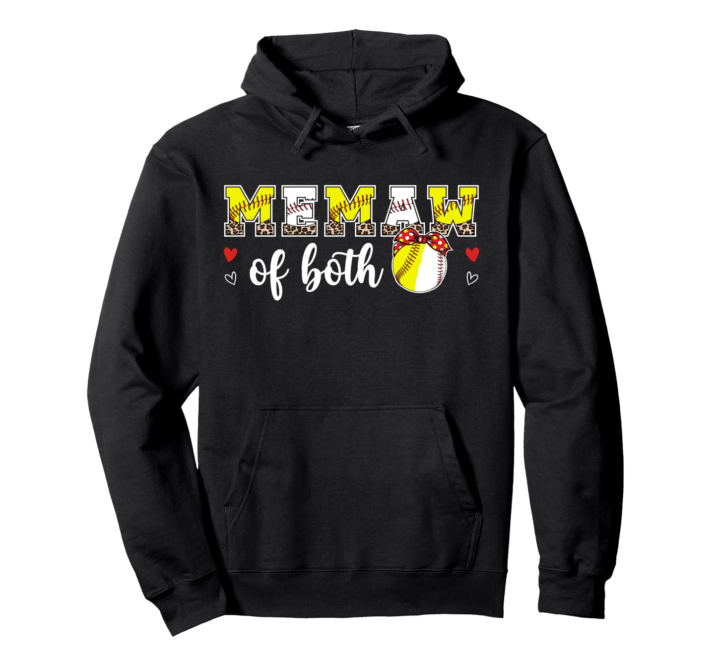 Memaw Both Leopard Softball Baseball Memaw Hoodie - Graphic Print Unisex - T-Shirt, Sweatshirt, Hoodie