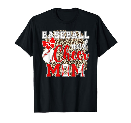 Baseball And Cheer Mom Leopard T-Shirt - Unique Graphic for Adults - T-Shirt, Sweatshirt, Hoodie