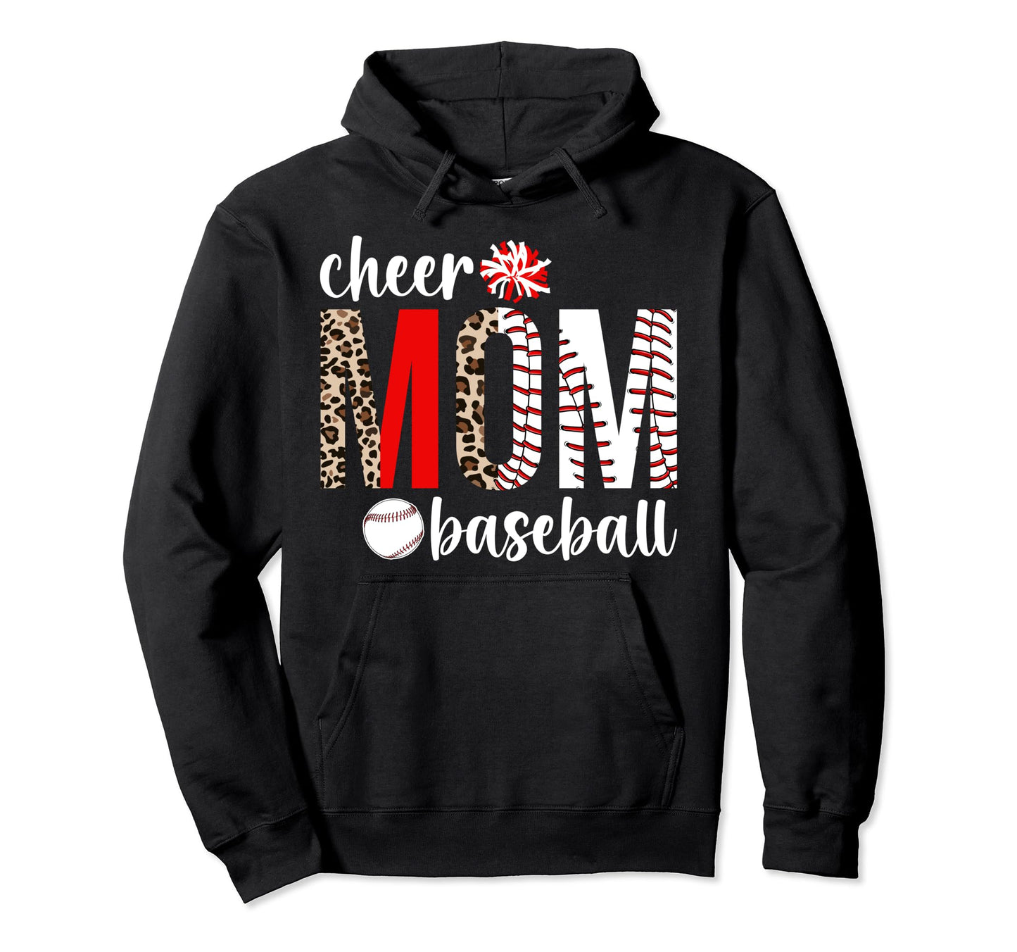 Cheer And Baseball Mom Leopard Hoodie - Aesthetic Graphic for Adults - T-Shirt, Sweatshirt, Hoodie