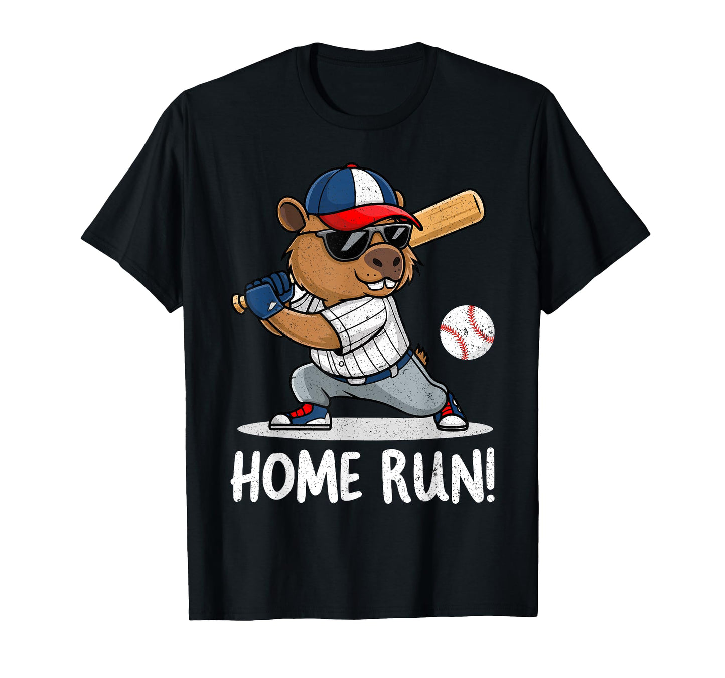 Home Run Capybara Baseball Rodent T-Shirt - Graphic Print for Adults - T-Shirt, Sweatshirt, Hoodie