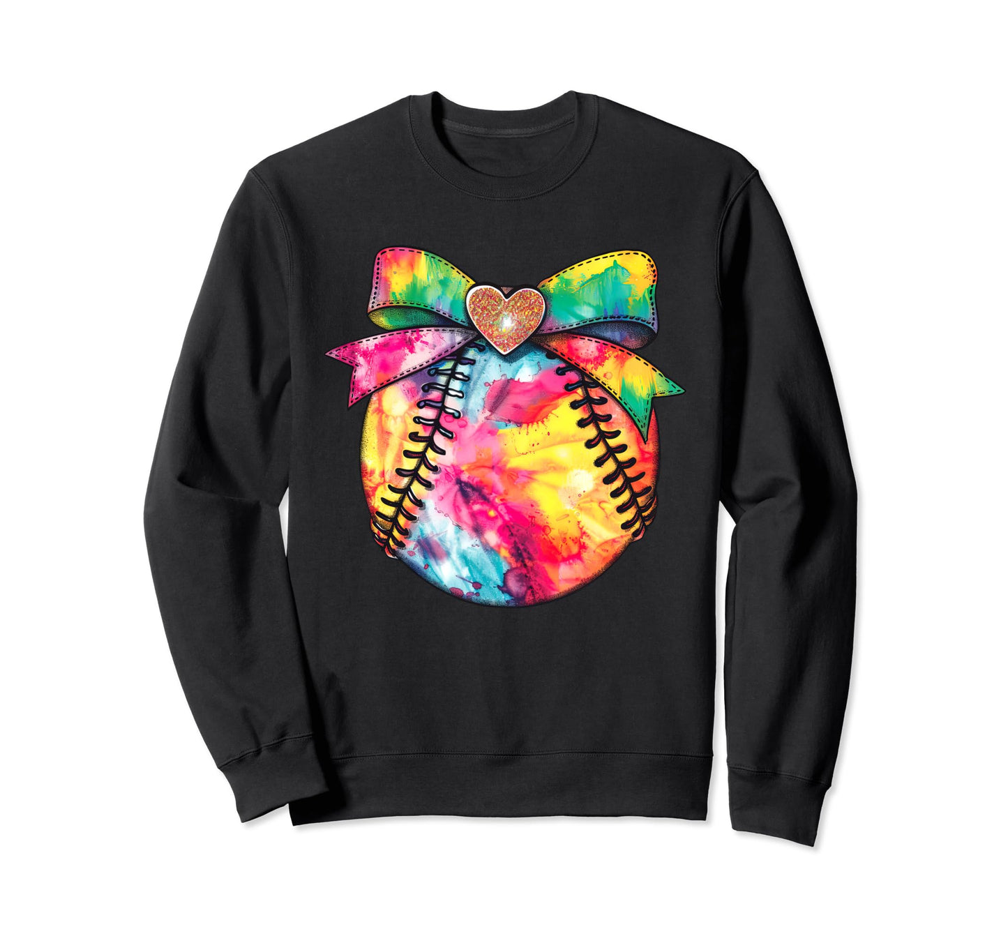 Colorful Tie Dye Baseball Softball Sweatshirt - Minimalist Print Unisex - T-Shirt, Sweatshirt, Hoodie