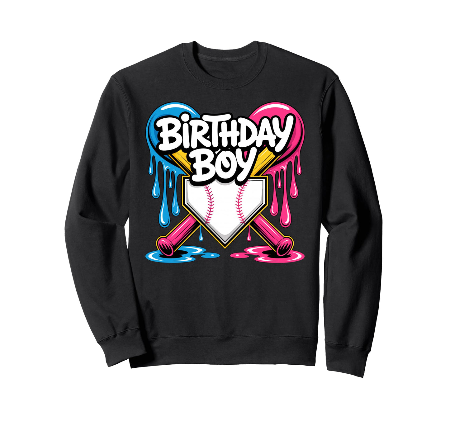 Colorful Baseball Birthday Celebration Sweatshirt - Graphic Print Men Women - T-Shirt, Sweatshirt, Hoodie
