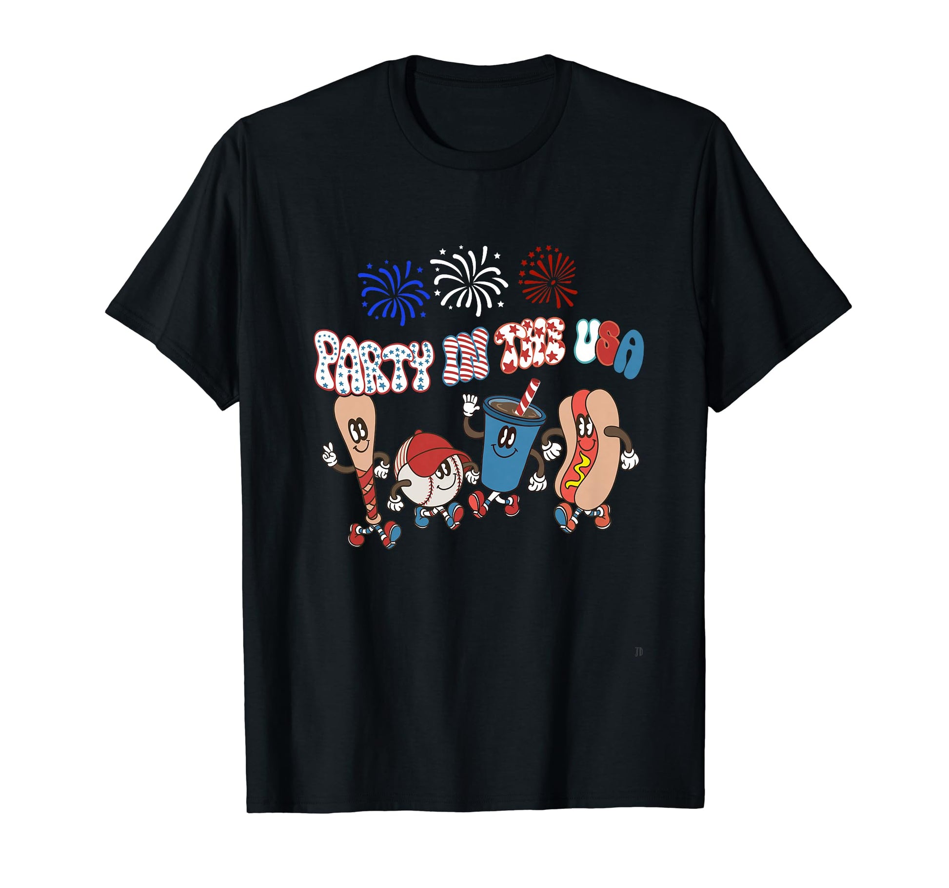 Party Usa Baseball And Hotdog Patriotic T-Shirt - Unique Graphic for Adults - T-Shirt, Sweatshirt, Hoodie