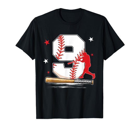 9 Years Old Baseball Birthday T-Shirt - Casual Everyday Wear for Adults - T-Shirt, Sweatshirt, Hoodie