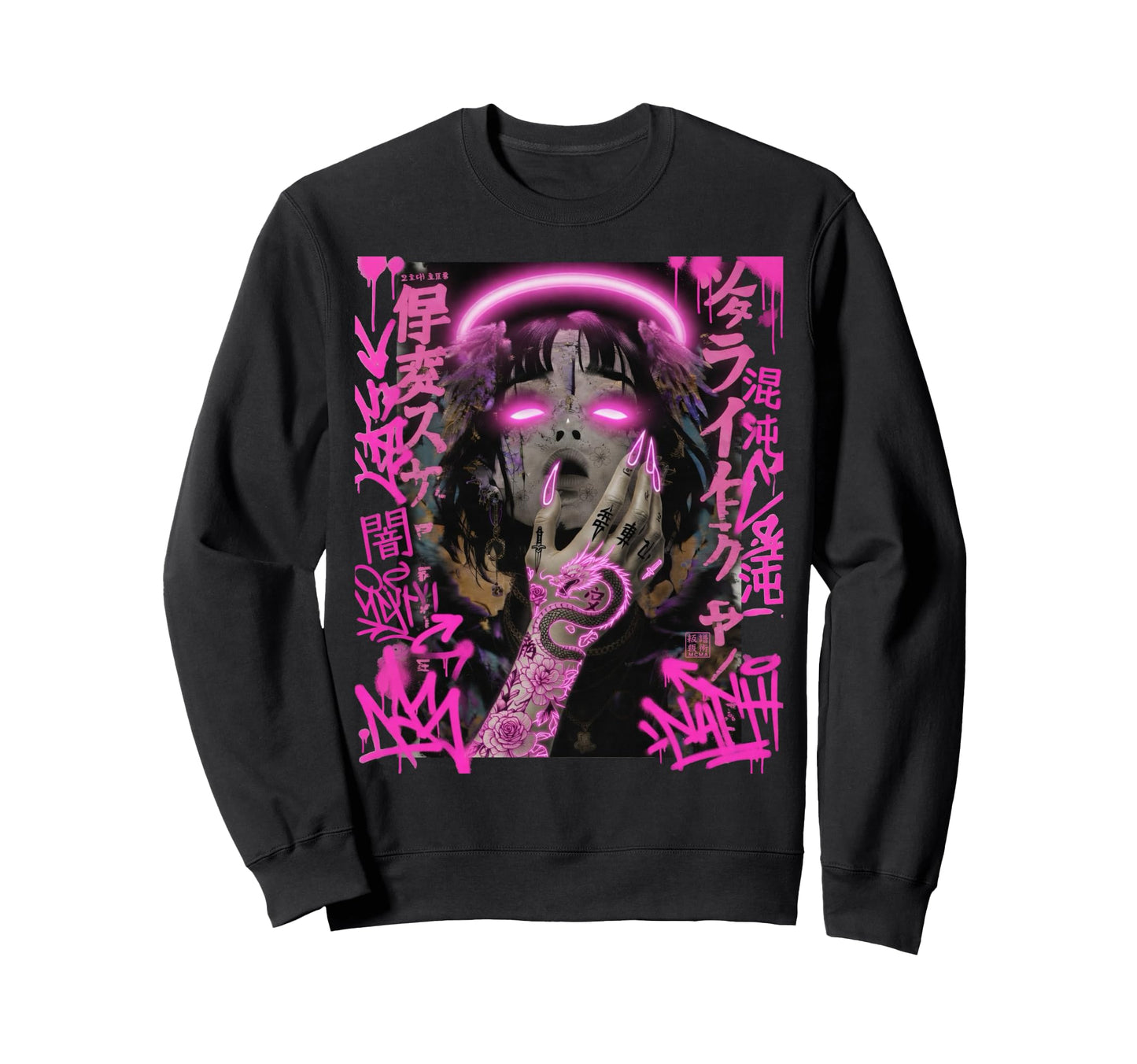 Japanese Cyberpunk Angel Streetwear Y2K Sweatshirt - Trendy Graphic Unisex - T-Shirt, Sweatshirt, Hoodie