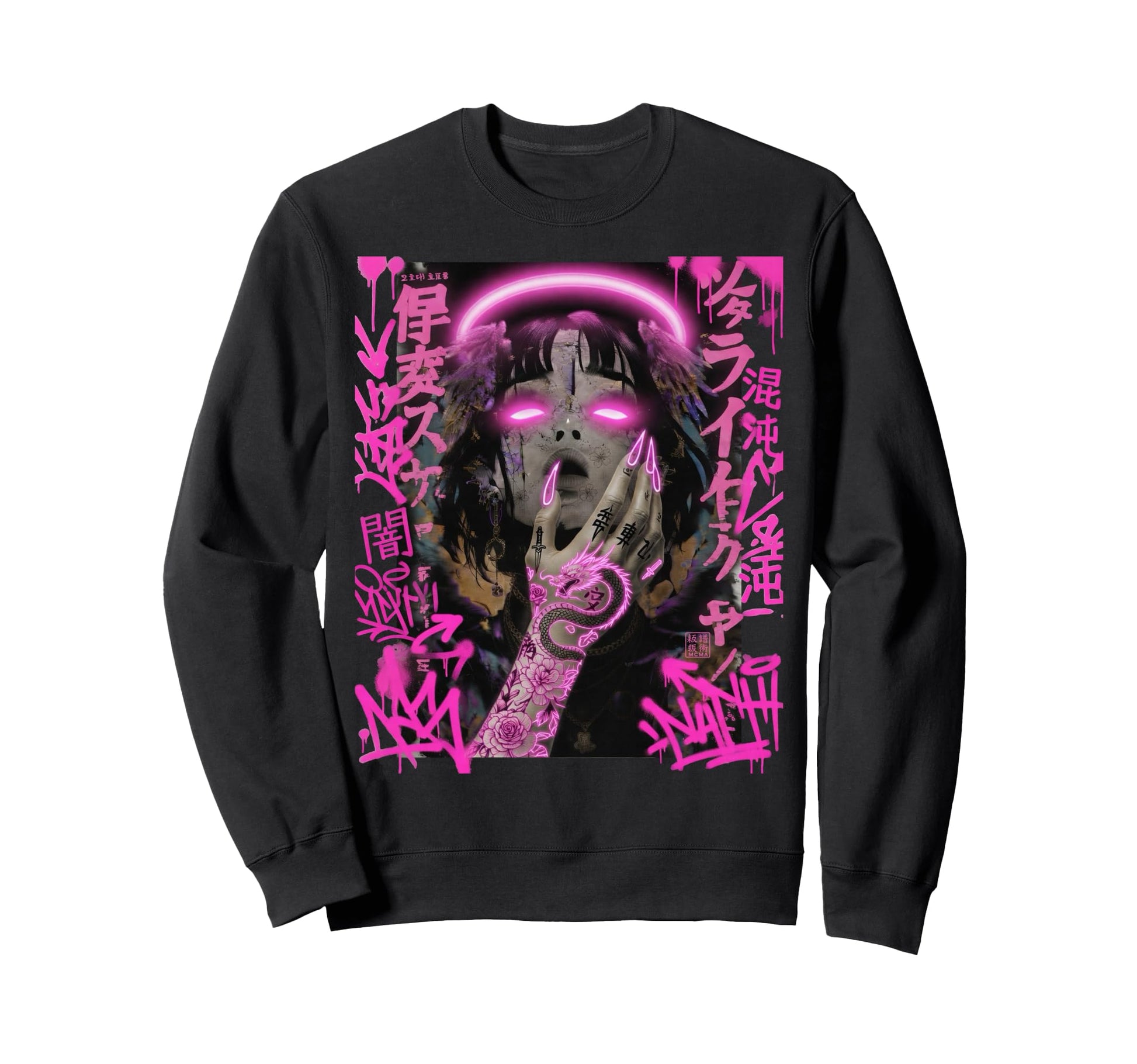 Japanese Cyberpunk Angel Streetwear Y2K Sweatshirt - Trendy Graphic Unisex - T-Shirt, Sweatshirt, Hoodie