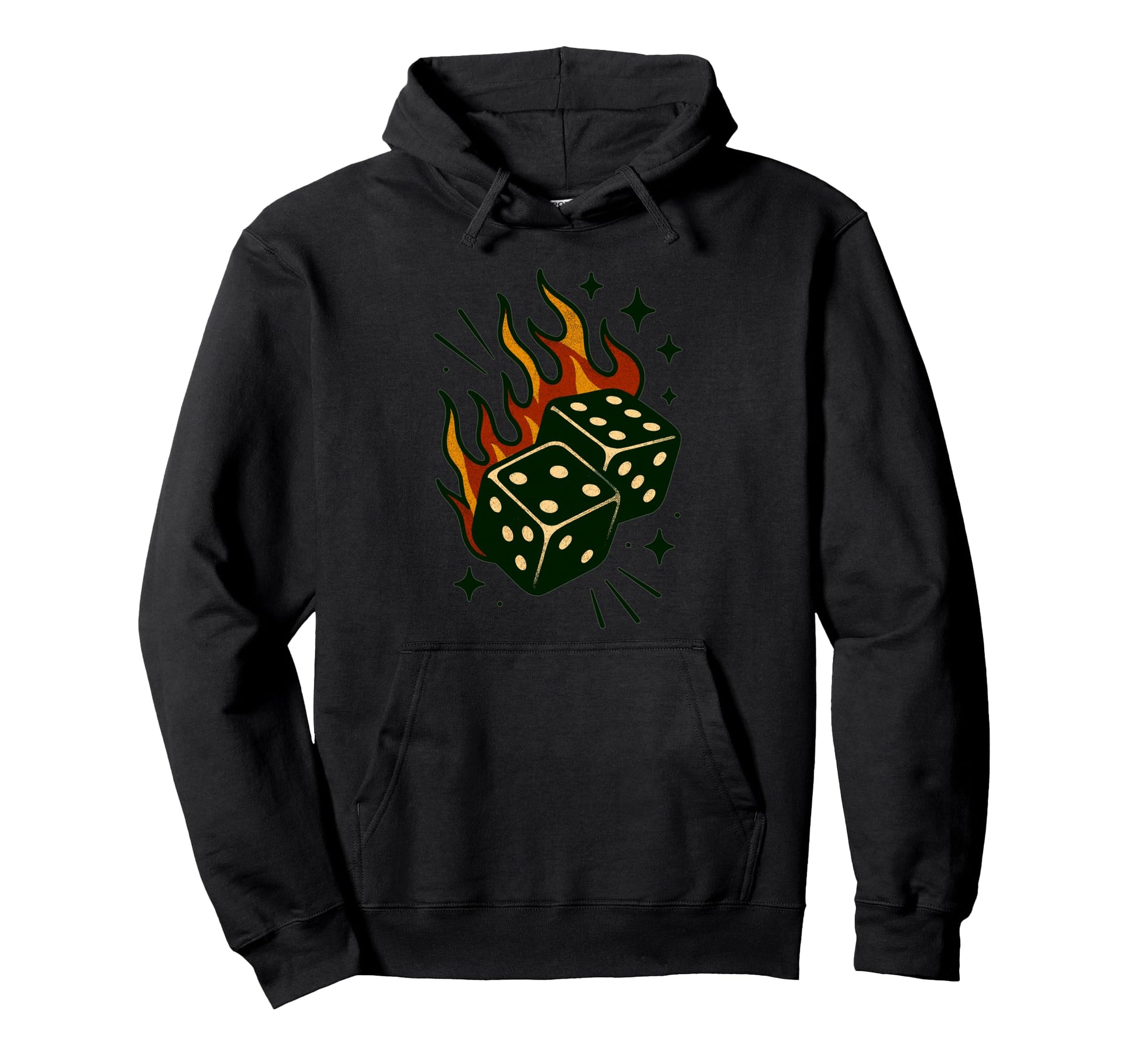 Flaming Rolling Dice Americana Hoodie - Fun Novelty Design Men Women - T-Shirt, Sweatshirt, Hoodie